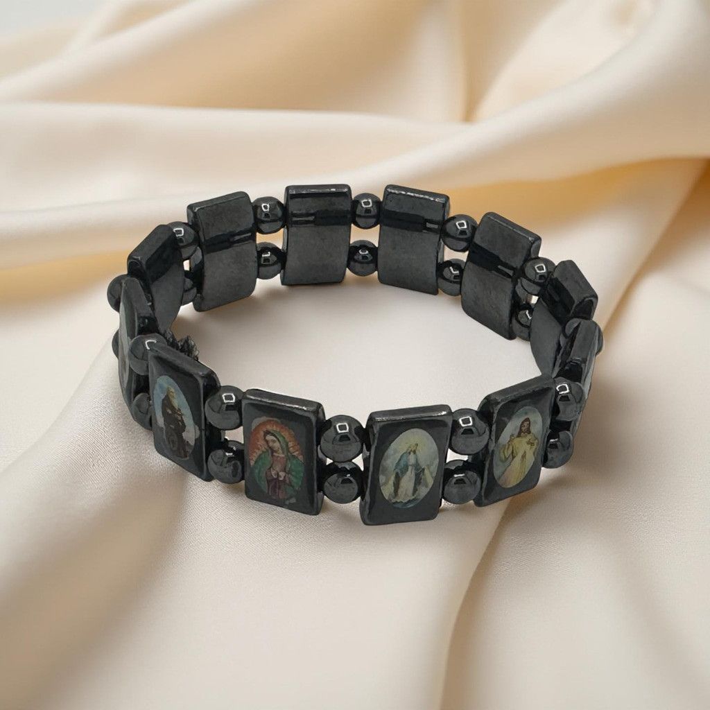 Other Hematite Bracelet Sacred Heart Our Lady of Guadalupe Size ONE SIZE - 2 Thumbnail