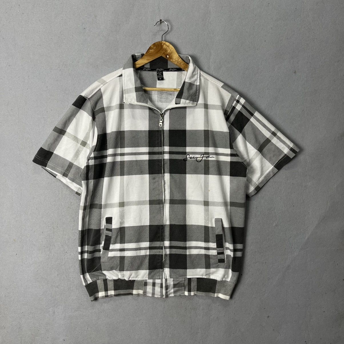 Sean John Sean John Plaid Full Zip Short Sleeve Jacket Shirt Size US XL / EU 56 / 4 - 1 Thumbnail