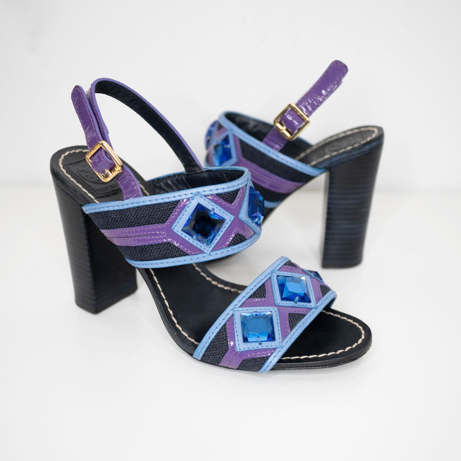 image of Tory Burch Etta High Heel Shoes in Blue/Purple, Women's (Size 8)
