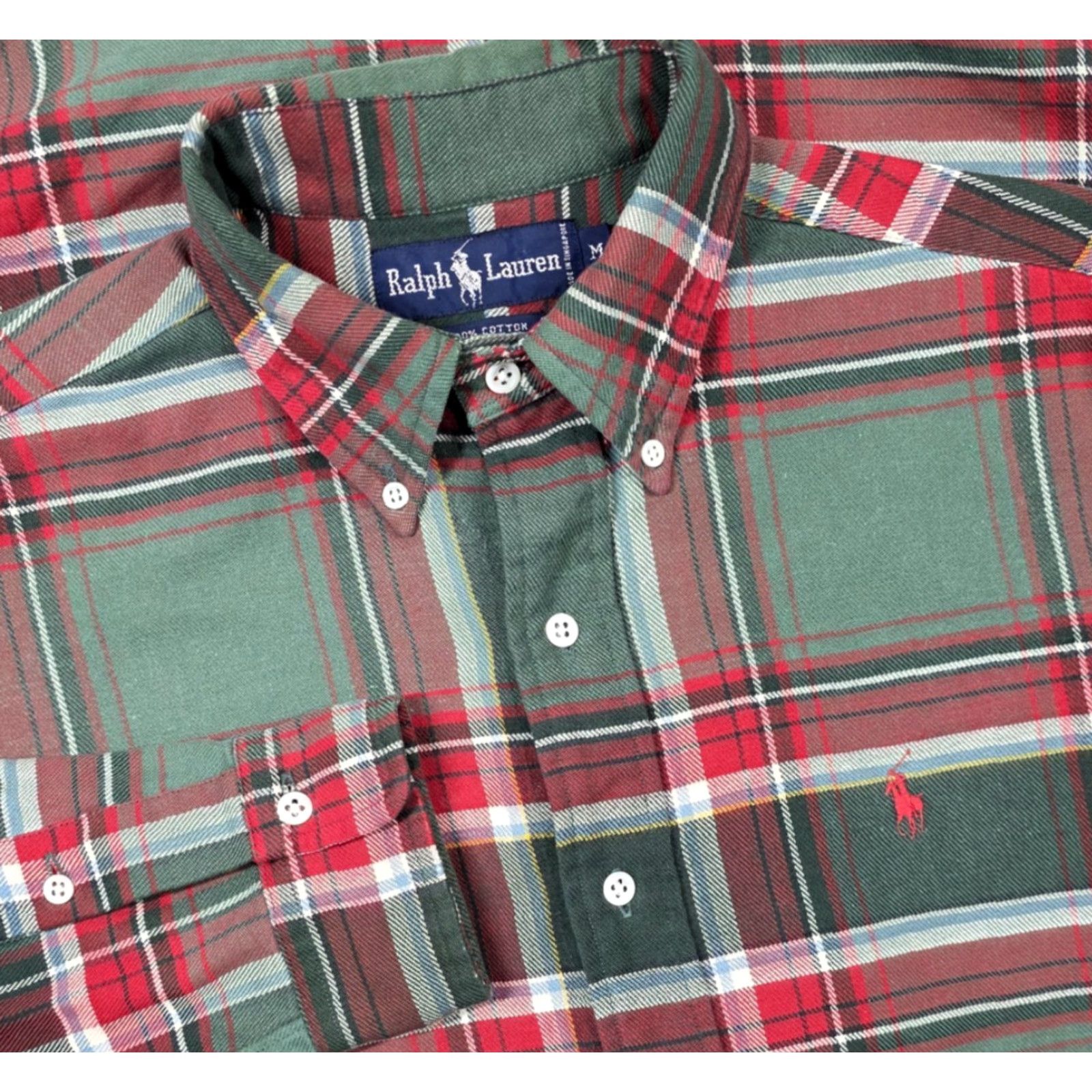 Polo Ralph Lauren VINTAGE Polo Ralph Lauren Shirt Mens M Green Plaid Brushed Cotton Flannel 90s Rare Button-Up Size US M / EU 48-50 / 2 - 2 Thumbnail