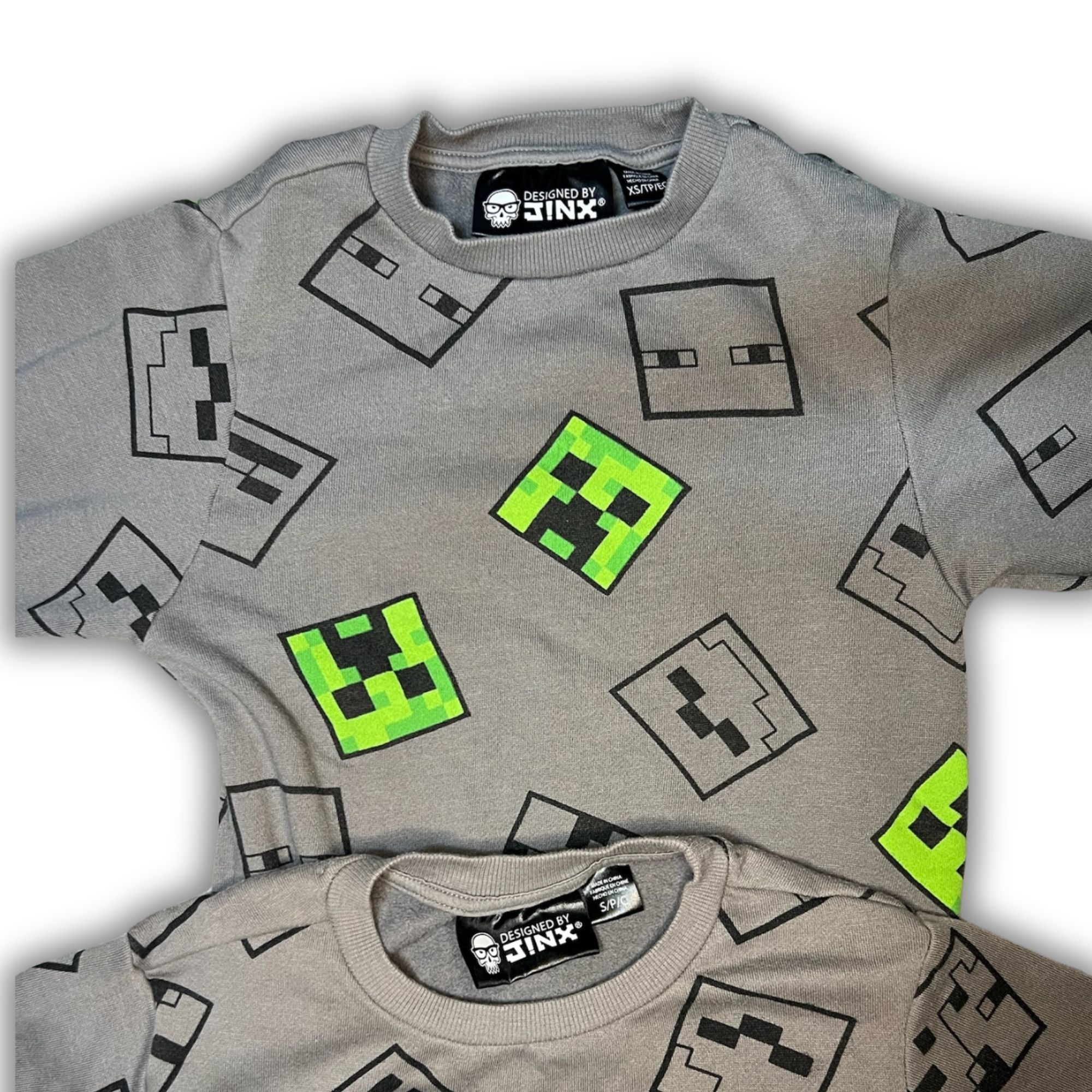 Other Jinx X Minecraft Creeper & Mob Pattern Kids Sweater - Gray & Size US XS / EU 42 / 0 - 4 Thumbnail