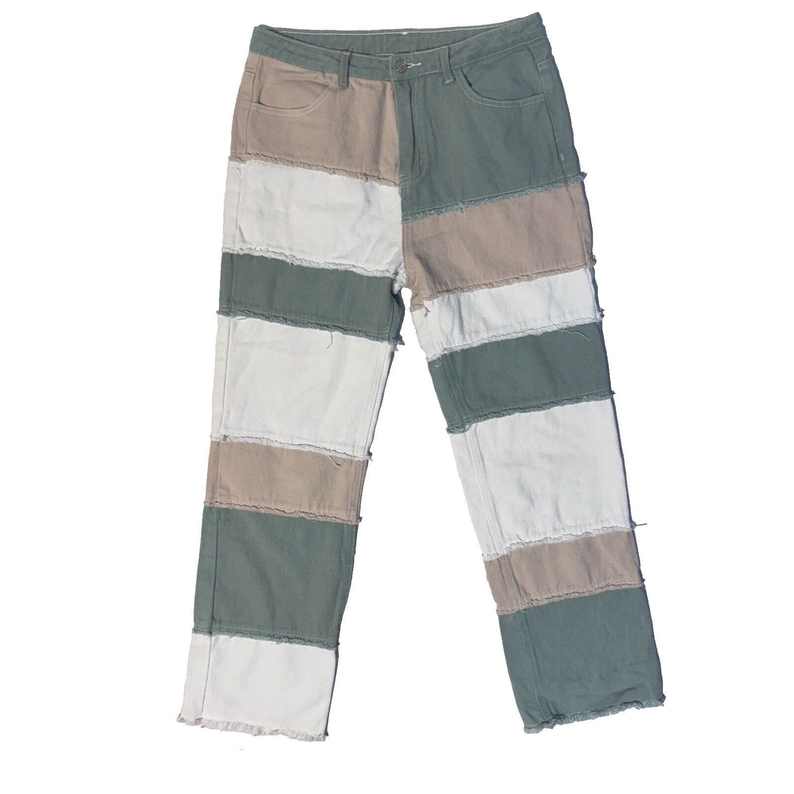 Other Y2K Patchwork Frayed Jeans Womans 32x29 Pastel Green White D Size 32" / US 10 / IT 46 - 1 Thumbnail