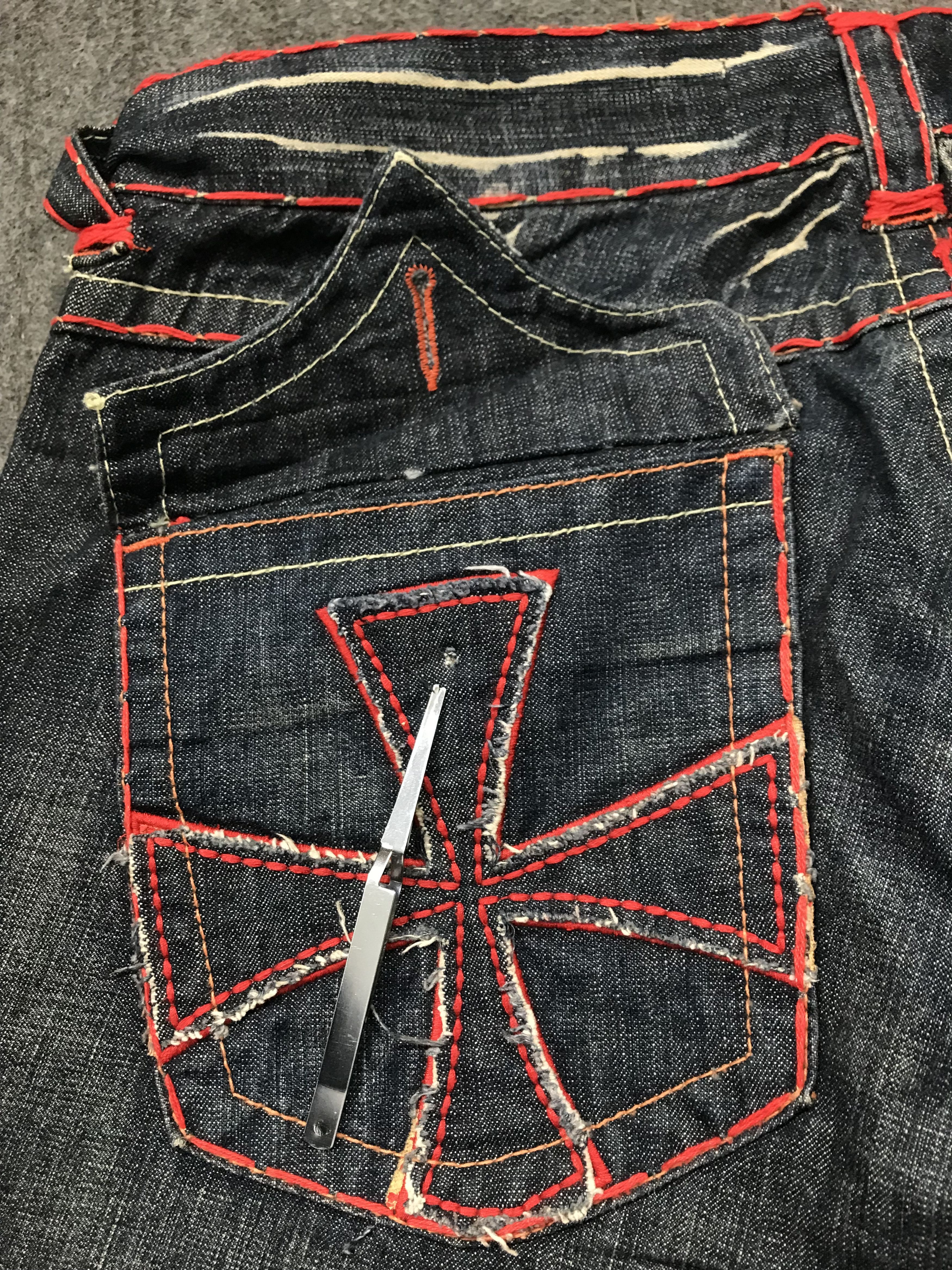 Vintage Laguna Beach Jean Co Cross Skull Logo Indigo Denim Size US 34 / EU 50 - 11 Thumbnail