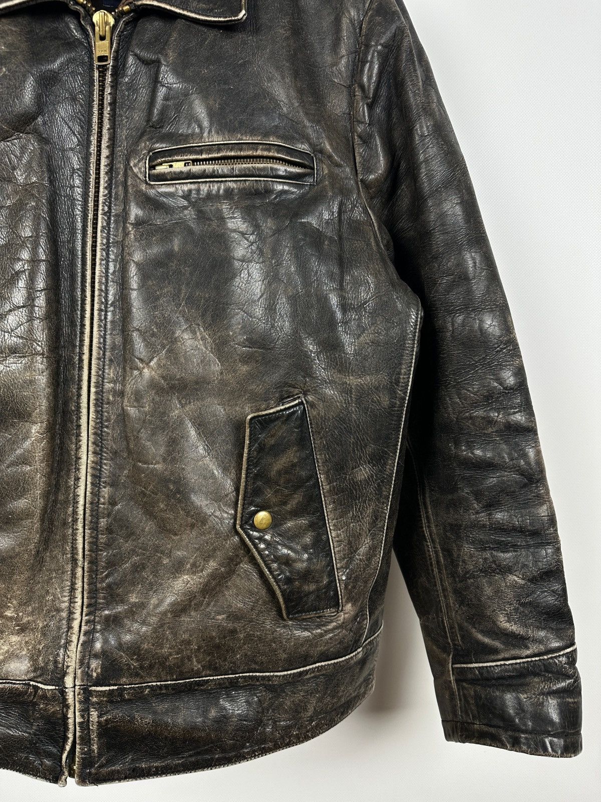 Gap 00s Vintage GAP Distressed Brown Leather Sherpa Lined Jacket Size US M / EU 48-50 / 2 - 12 Thumbnail
