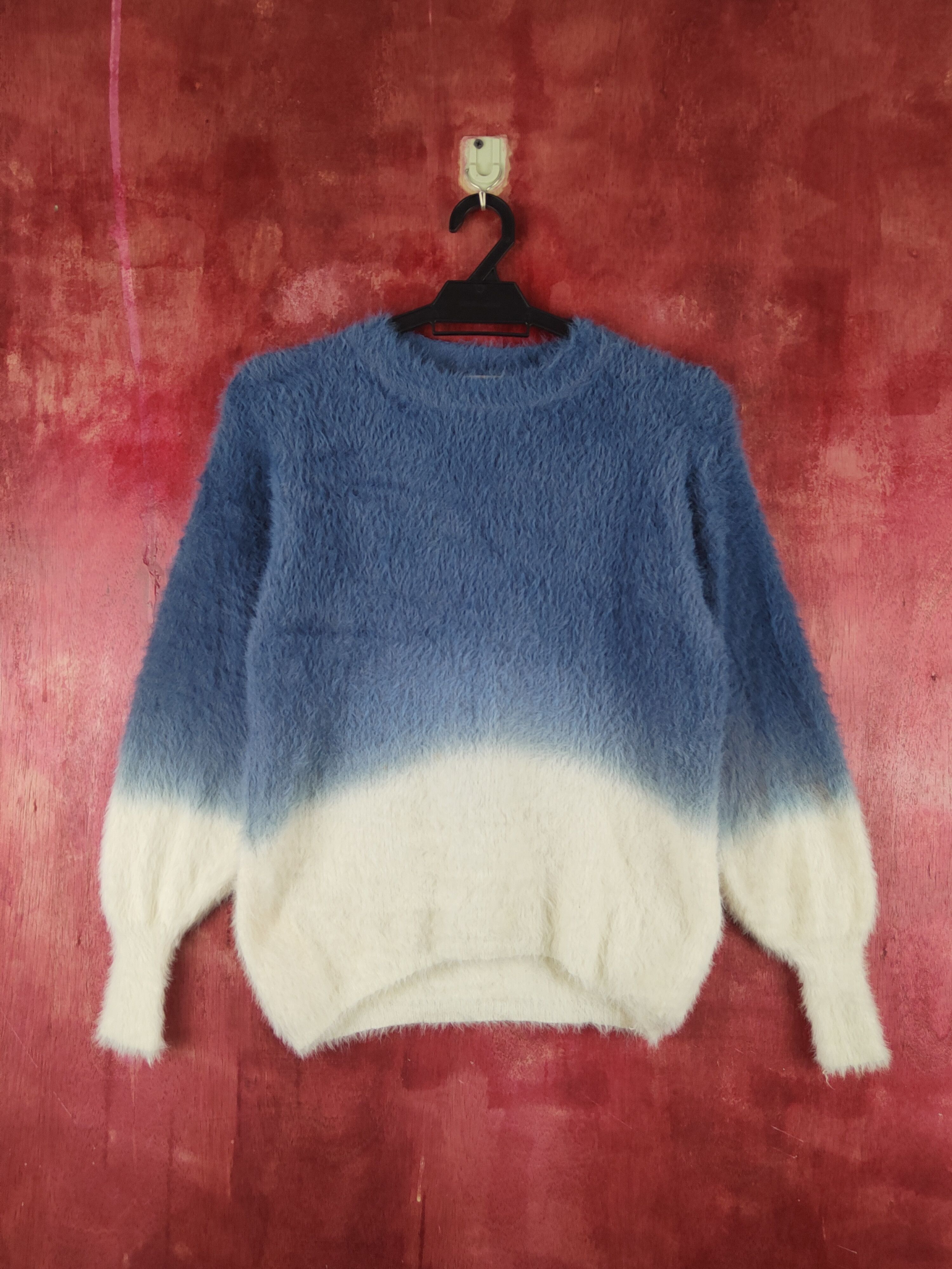 Homespun Knitwear R.p.s Blue White Shag Shaggy Fur Mohair Knitwear #S1933 Size M / US 6-8 / IT 42-44 - 1 Thumbnail