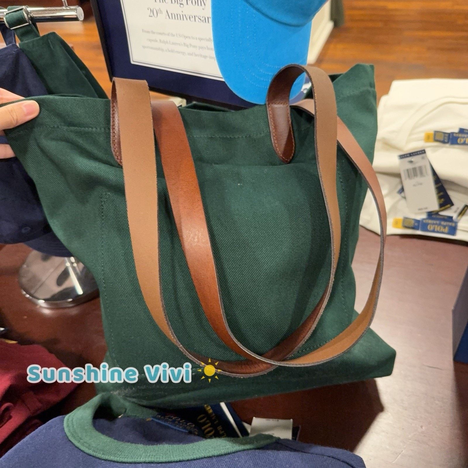 Polo Ralph Lauren NWT Polo Ralph Lauren Cotton Twill Bear Tote Bag Green Size ONE SIZE - 6 Thumbnail