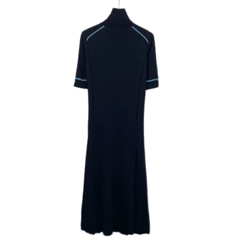 Loro Piana Loro Piana Dark blue high-neck knitted short-sleeved dress Size S / US 4 / IT 40 - 2 Thumbnail