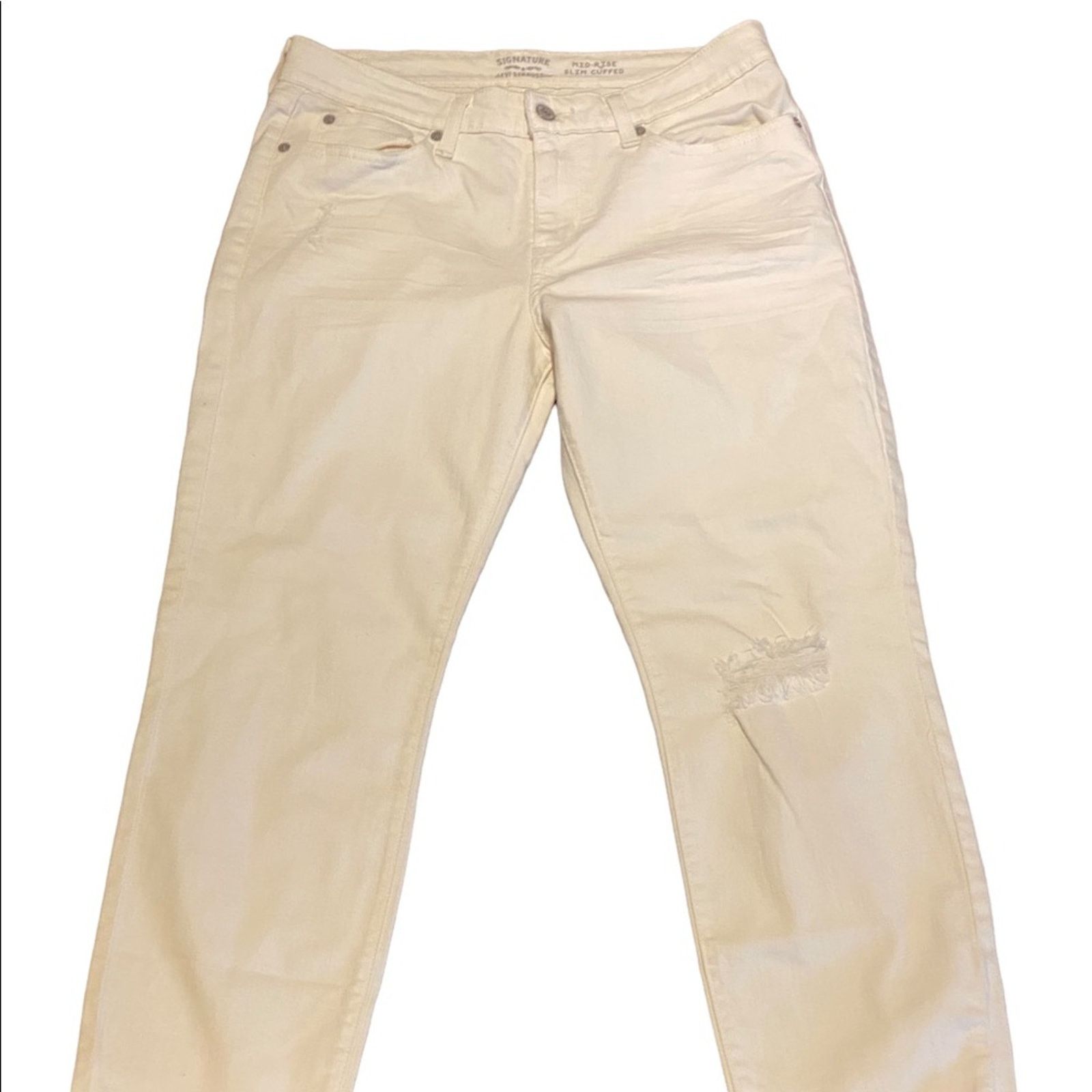 Levi's Levi’s Mid Rise Slim Cuffed White Denim Jeans Ladies 12/31 Size 31" - 1 Thumbnail