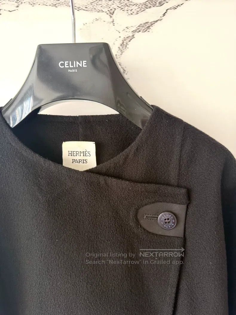 Hermes Hermes Black Cashmere Leather Trimmed Short Jacket Size XS / US 0-2 / IT 36-38 - 2 Thumbnail