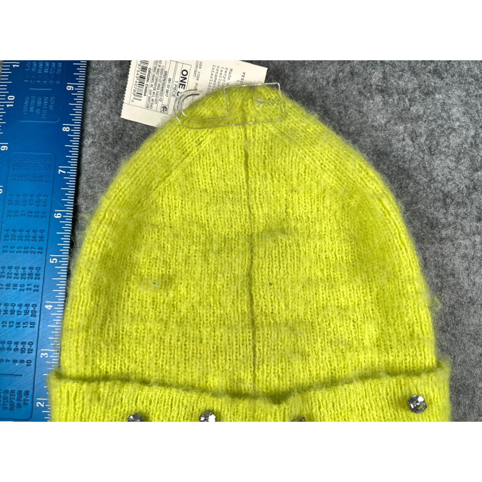 Vintage A New Day Beanie Toque Women One Size Neon Green Knit Jewel 100% Polyester NEW Size ONE SIZE - 3 Thumbnail