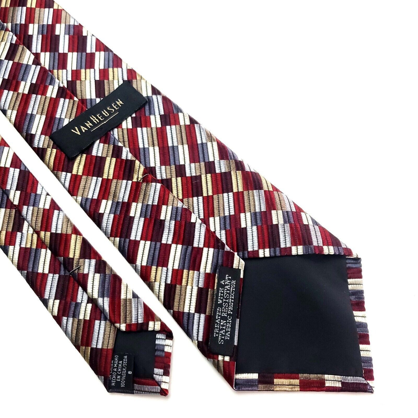 Van Heusen Van Heusen Silk Tie Woven Red Woven Stain Resistant Size ONE SIZE - 6 Thumbnail