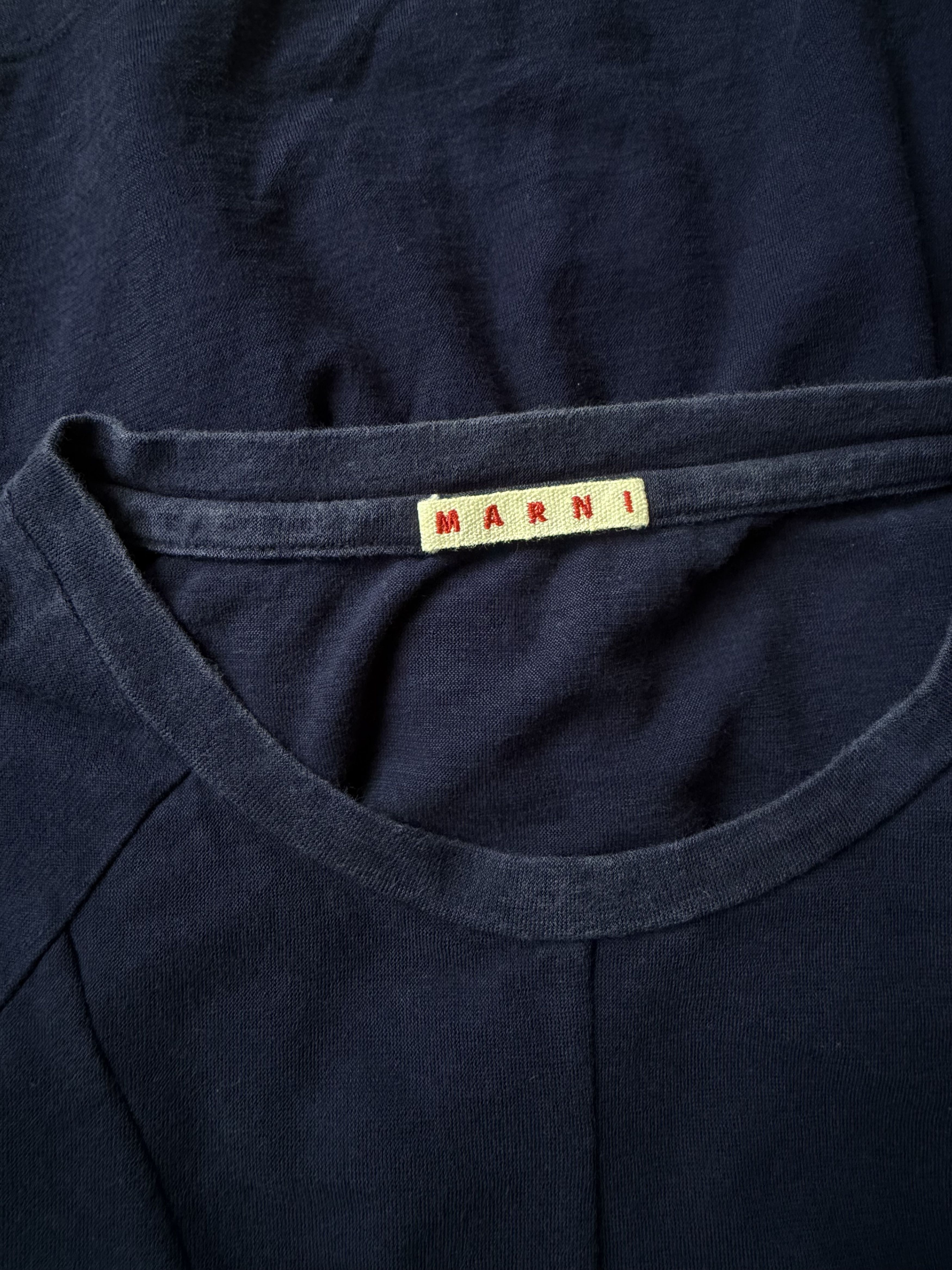 Marni Marni Navy Cotton Panel T-Shirt Structured Short Sleeve Size M / US 6-8 / IT 42-44 - 3 Thumbnail
