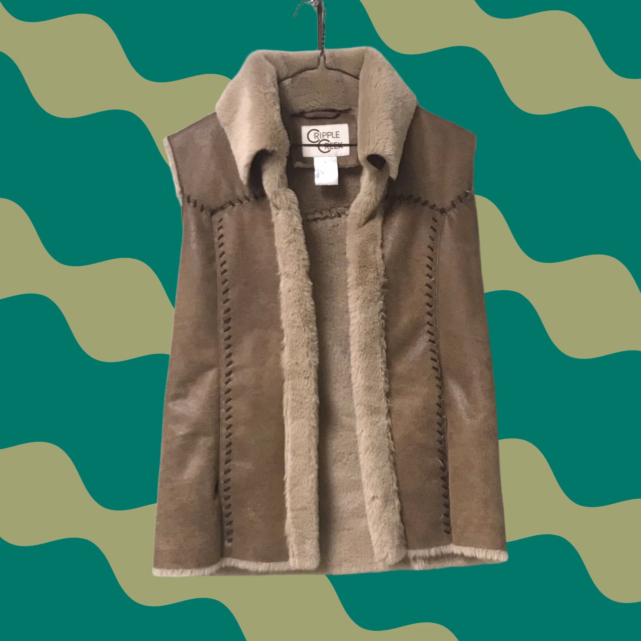 Vintage VINTAGE Cripple Creek Women Vest Western Open Faux Suede/Faux Fur Lining Brown M Size M / US 6-8 / IT 42-44 - 1 Thumbnail