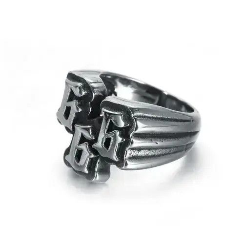 Homemade × Jewelry × Ring Of Fire stainless steel digital 666 ring titanium steel ring Size ONE SIZE - 3 Thumbnail