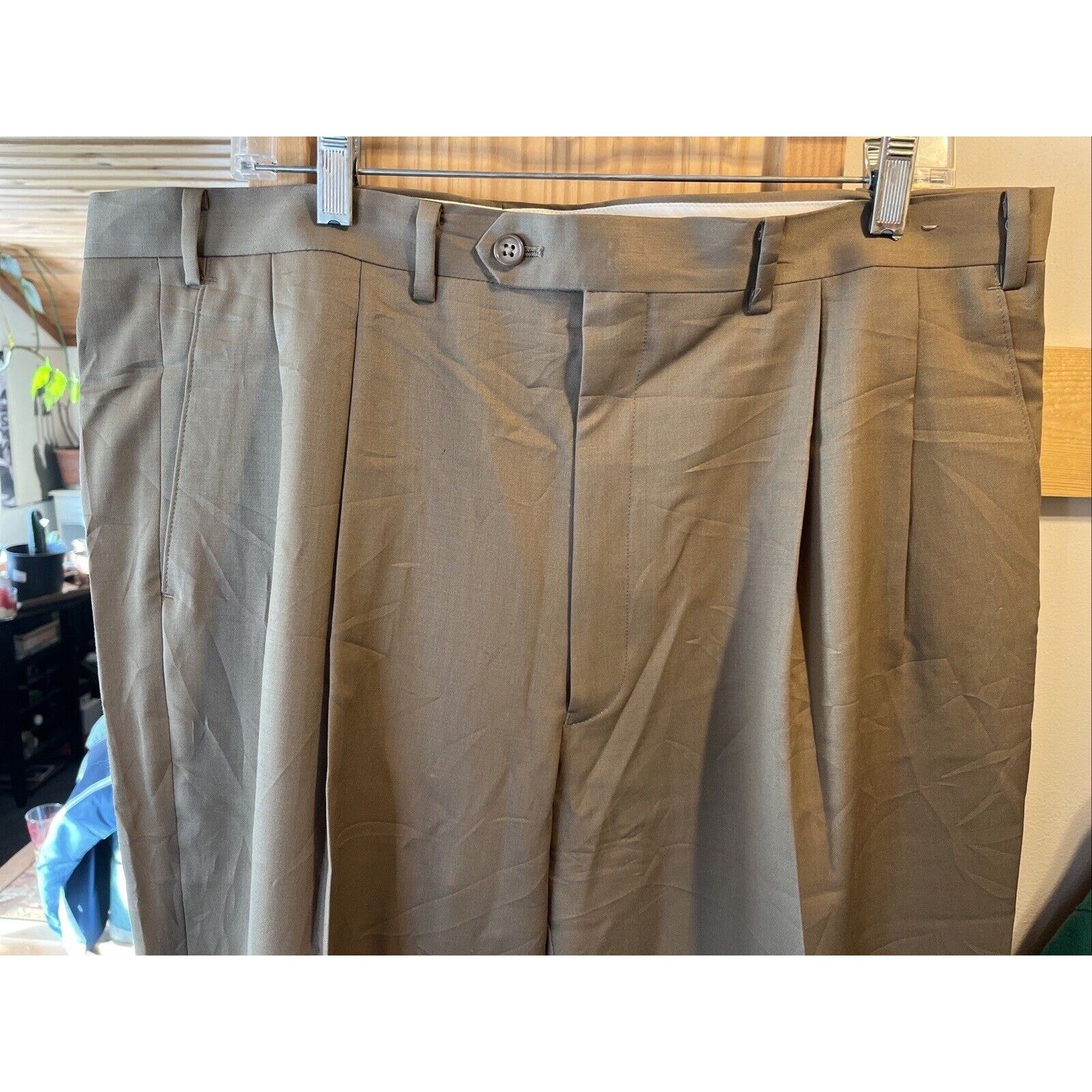 Ralph Lauren Ralph Lauren Mens 40x29 Brown Flat Straight Wool Dress Pants Size US 40 / EU 56 - 2 Thumbnail