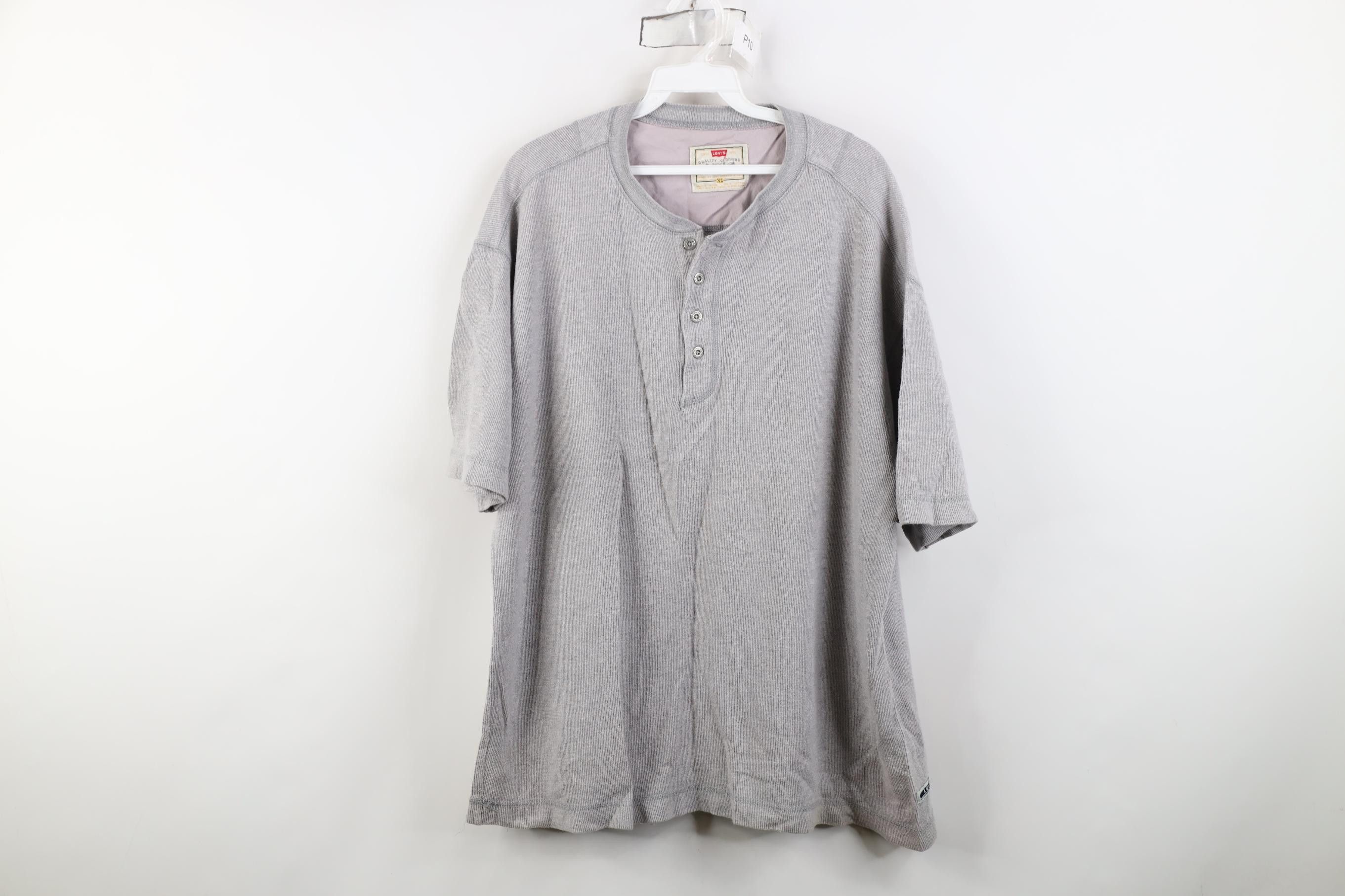 Levi's Vintage 90s Levis Knit Short Sleeve Henley T-Shirt Gray Size US XL / EU 56 / 4 - 1 Thumbnail
