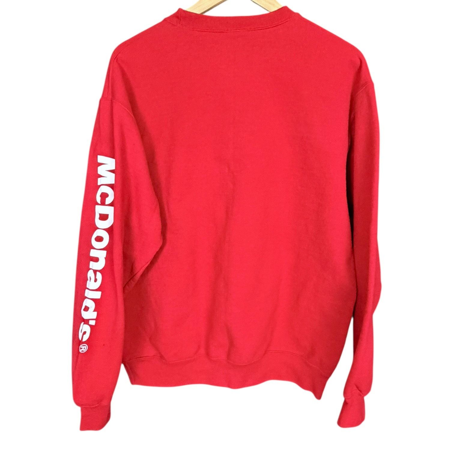 Gildan Red L/S Fast Food Sweatshirt White McDonald's Left Sleeve L Size US L / EU 52-54 / 3 - 6 Thumbnail