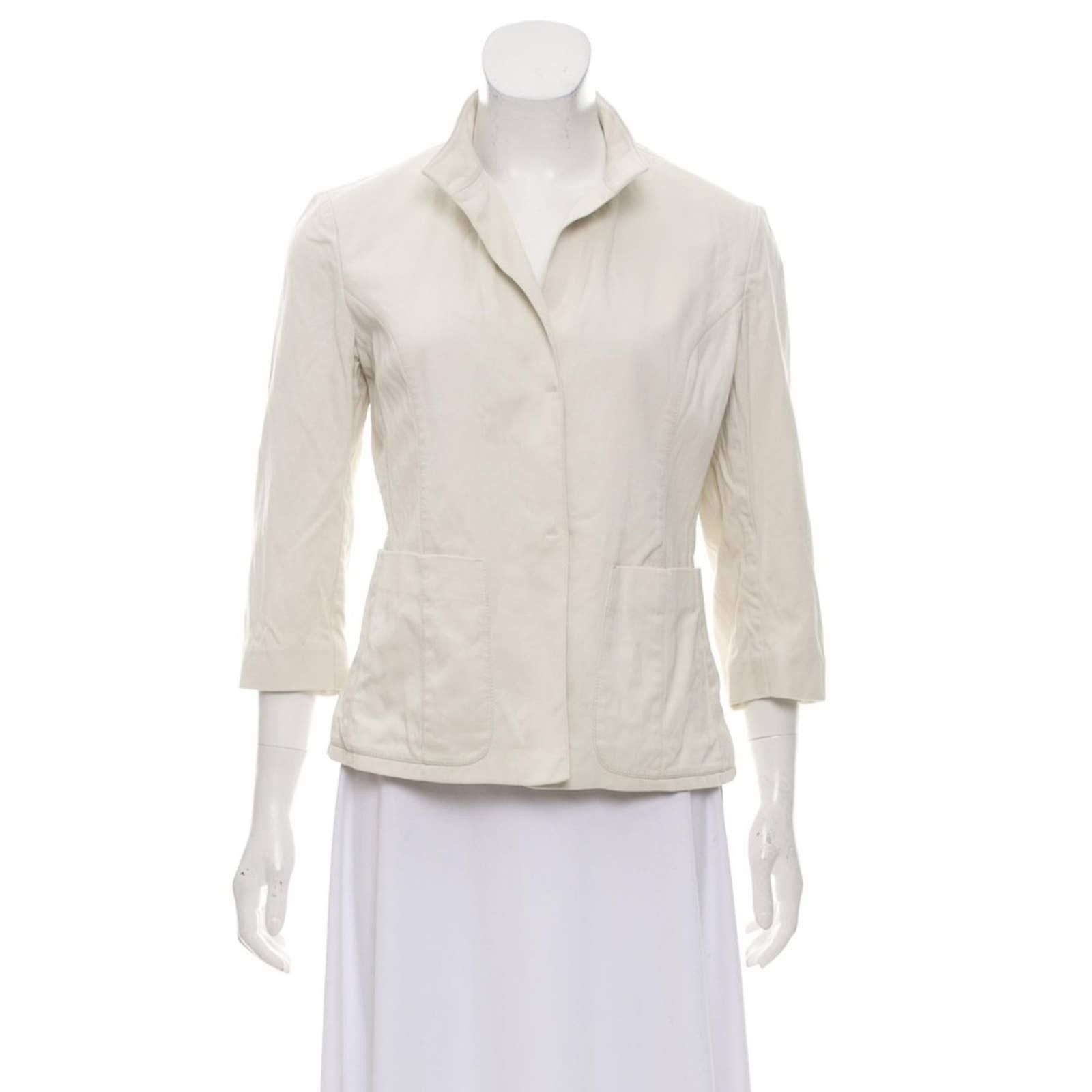 image of Narciso Rodriguez Lightweight Neutral Light Beige Jacket, Women's (Size Medium)