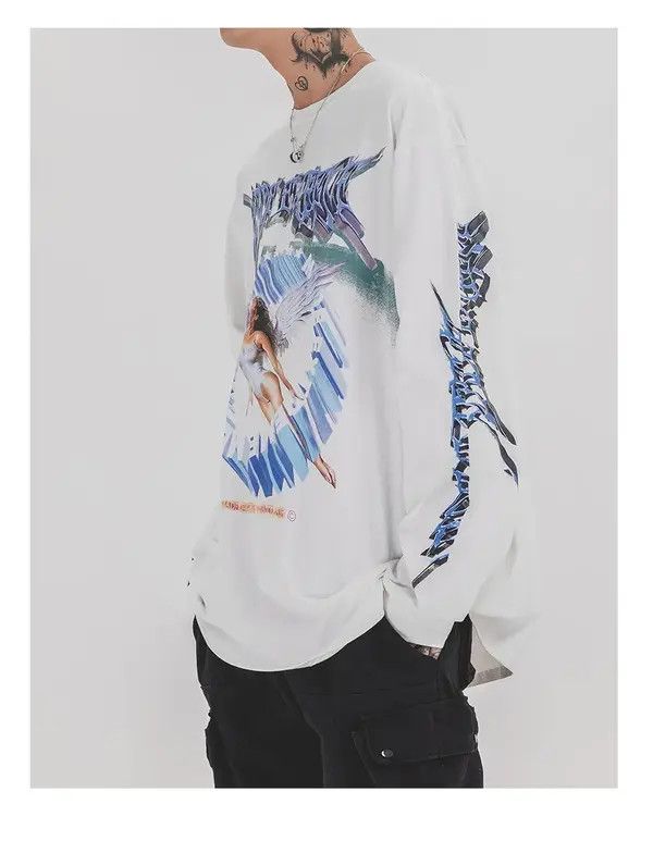 VIBE Fly Angel Oversized Printed Vintage T-Shirt Long Sleeve Size US M / EU 48-50 / 2 - 4 Thumbnail
