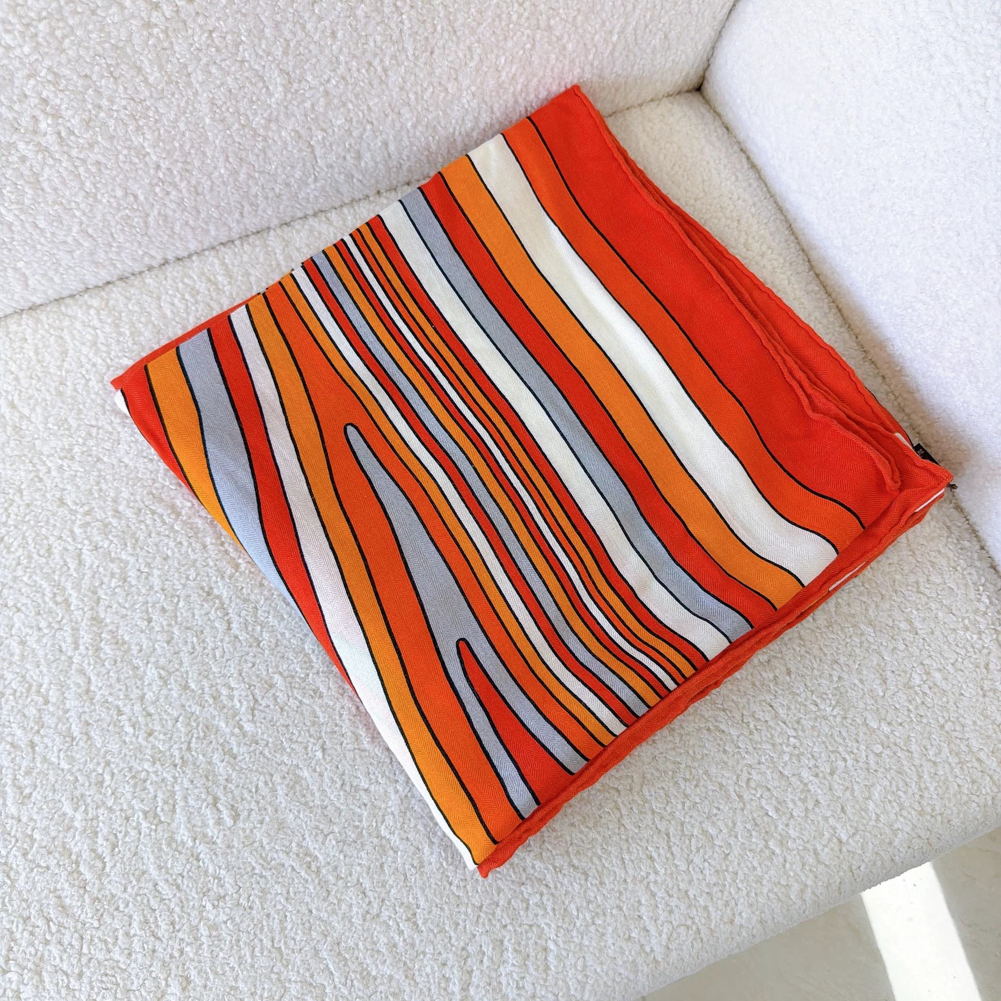 Hermes Hermes Orange Horsehead Cashmere Scarf 140x140cm NWT 92 Size ONE SIZE - 3 Thumbnail
