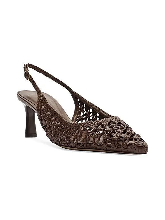 Alexandre Birman os11x1225 Jane Tresse 60MM Woven Leather Slingback Pumps Size US 7 / IT 37 - 9 Thumbnail