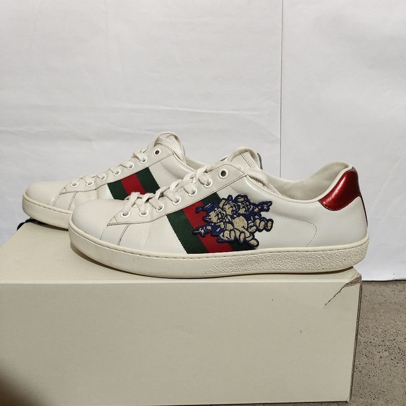 Gucci Gucci ACE White Leather Sneakers with Embroidery 0079 Size US 9 / EU 42 - 1 Thumbnail