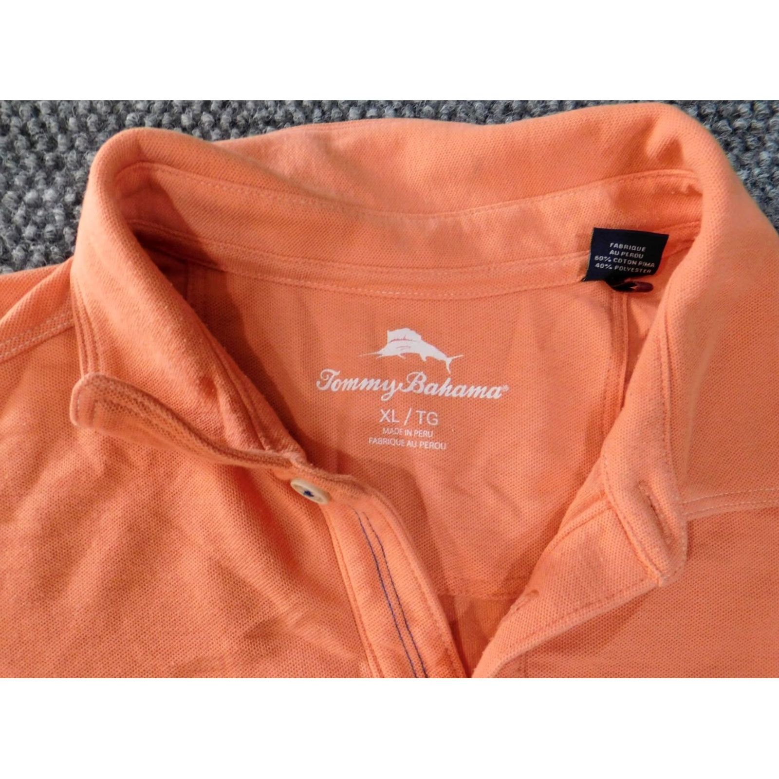 Tommy Bahama Tommy Bahama Polo Shirt XL Mens Orange Short Sleeve Button Up Knit Cotton Polyester Classic Check Logo Breathable Vintage No Size US XL / EU 56 / 4 - 5 Thumbnail