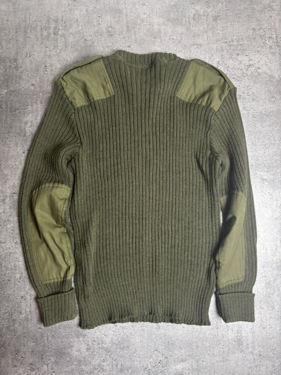 Vintage Vintage Olive Ribbed Army Knit Sweater Size US L / EU 52-54 / 3 - 2 Thumbnail