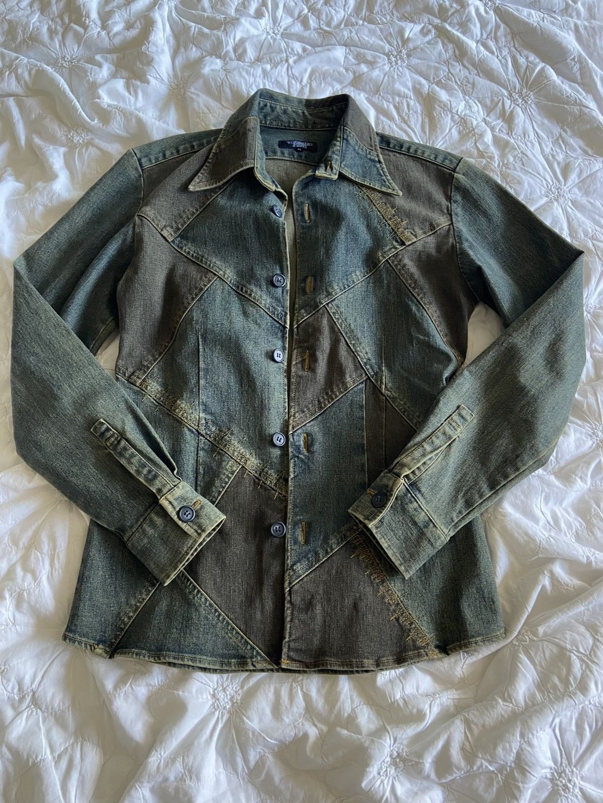 image of Tornado Mart Patchwork X Denim Jacket, Men's (Size Medium)