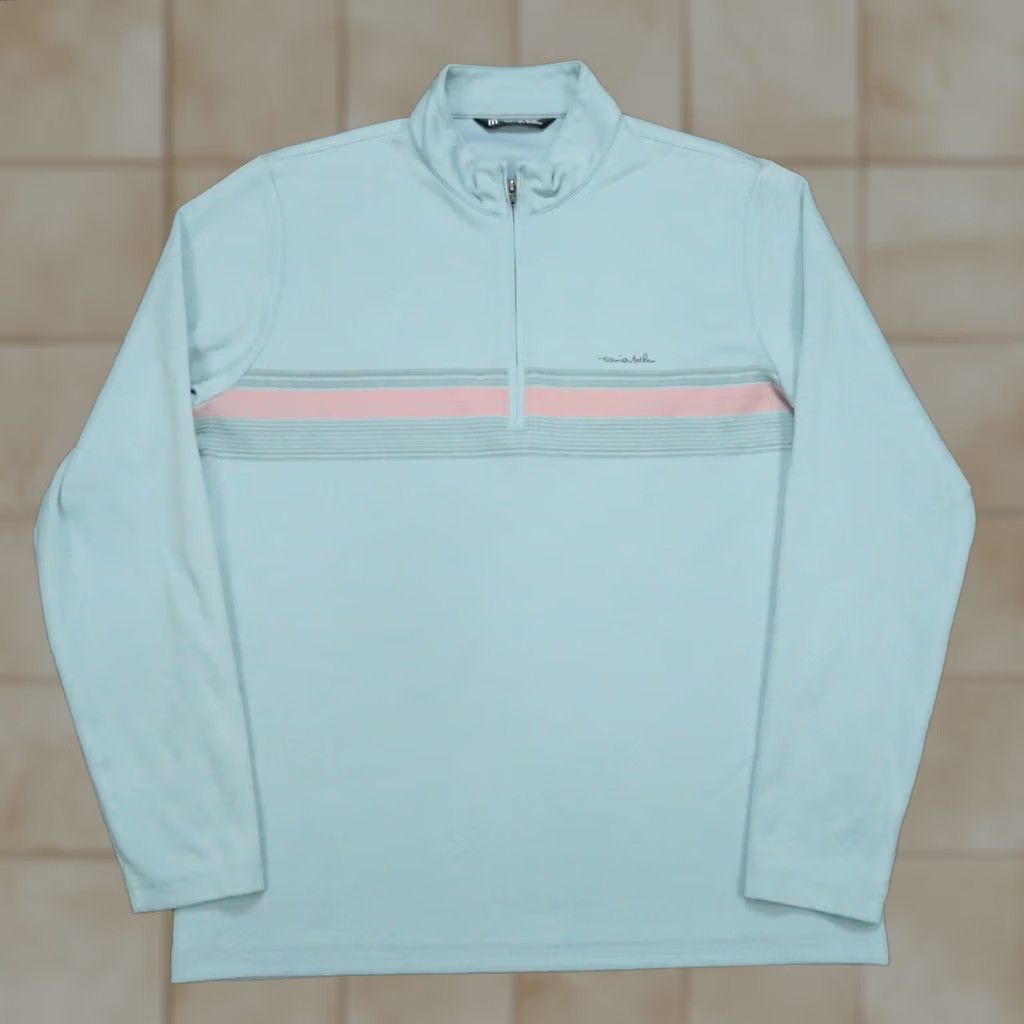 TravisMathew Travis Mathew Pullover Mens Large Blue Chest Stripe Quarter Zip Performance Size US L / EU 52-54 / 3 - 1 Thumbnail