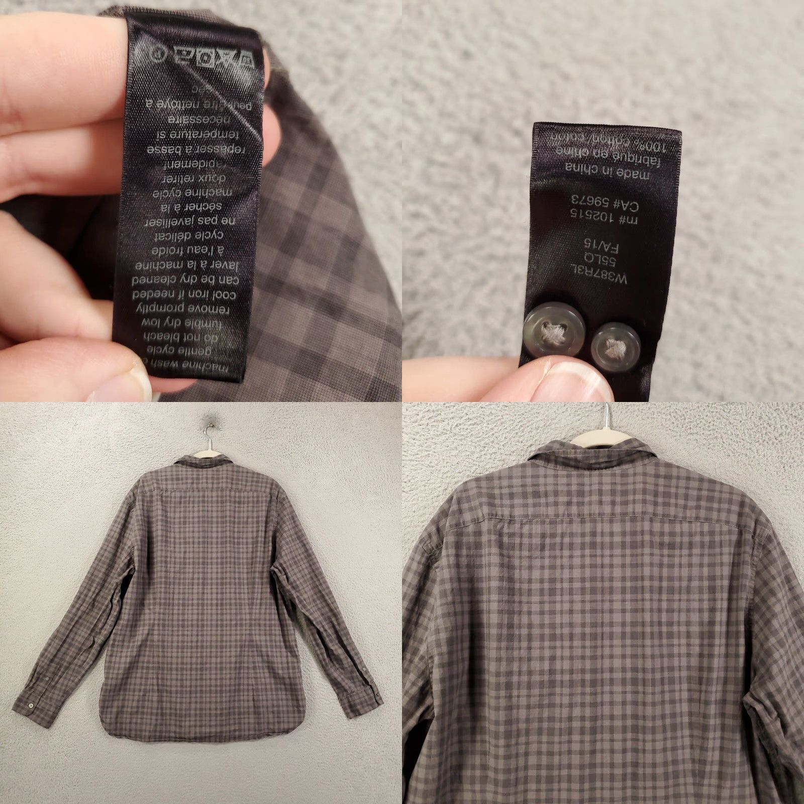 John Varvatos John Varvatos Shirt Mens 2XL Plaid Multicolor Button Up Roll Tab Sleeve Size 48R - 8 Thumbnail