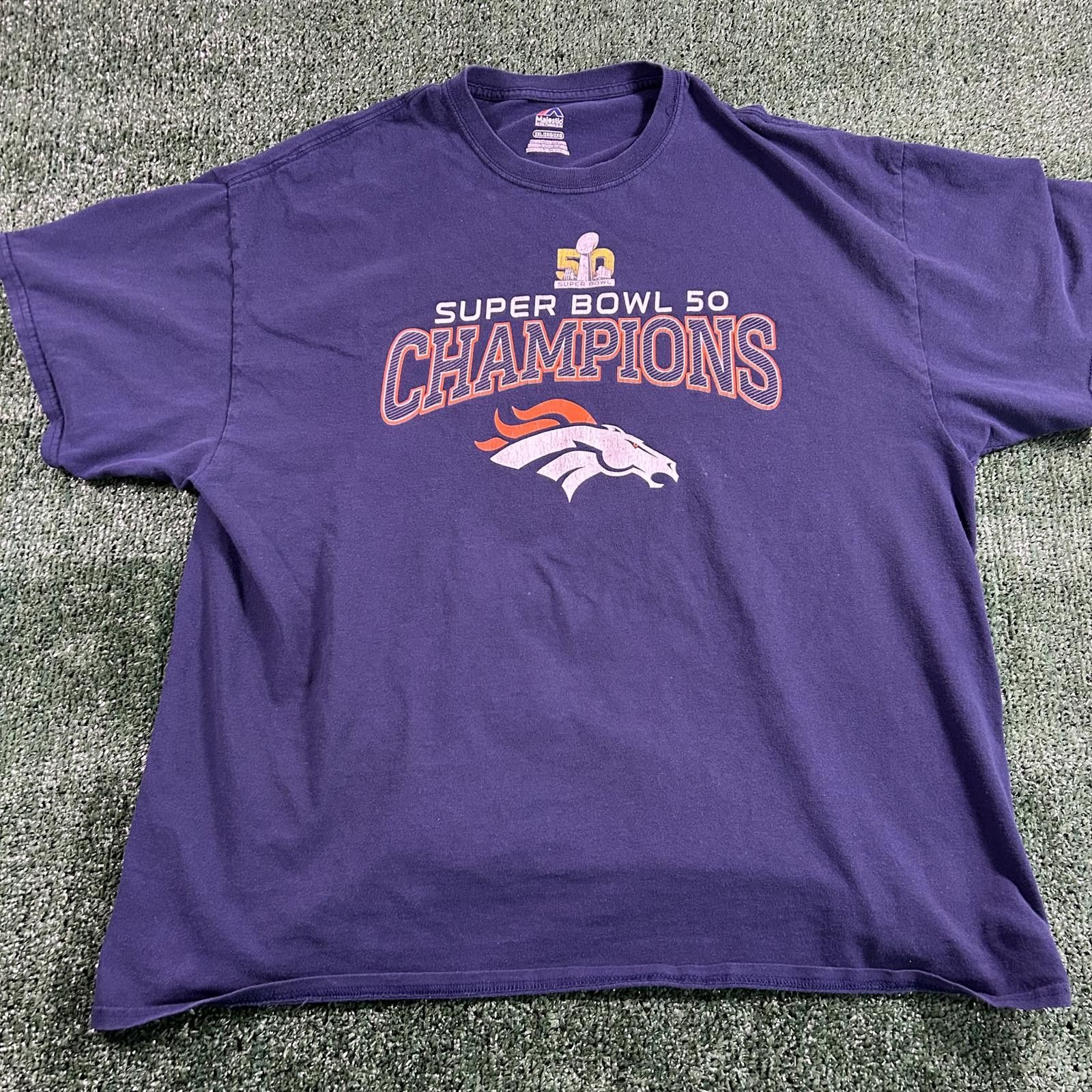 Majestic Men's Denver broncos Super Bowl 50 Champions T-Shirt. XXL Size US XXL / EU 58 / 5 - 1 Thumbnail