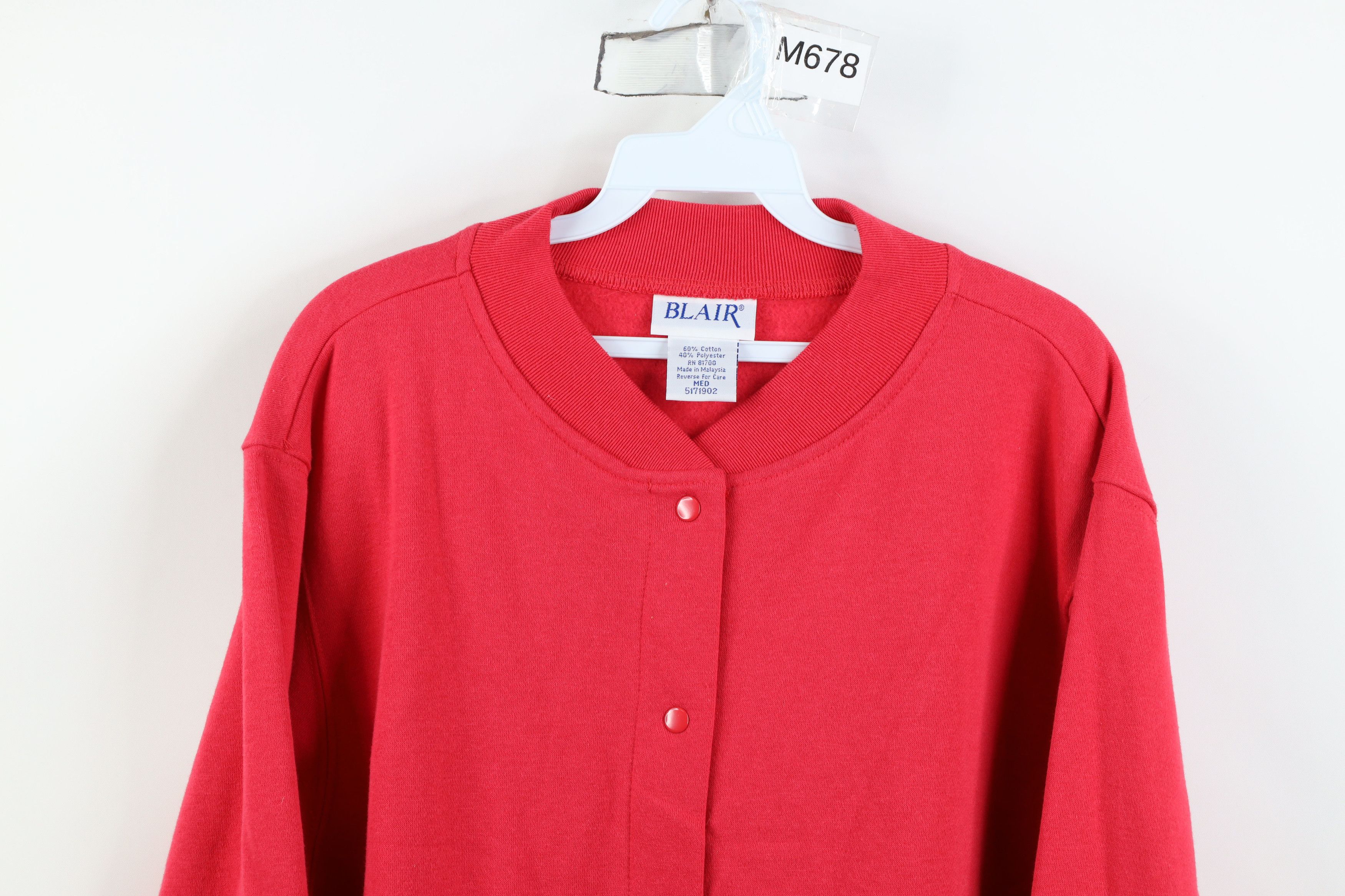 Vintage Vintage 90s Streetwear Blank Snap Button Cardigan Sweatshirt Size M / US 6-8 / IT 42-44 - 2 Thumbnail