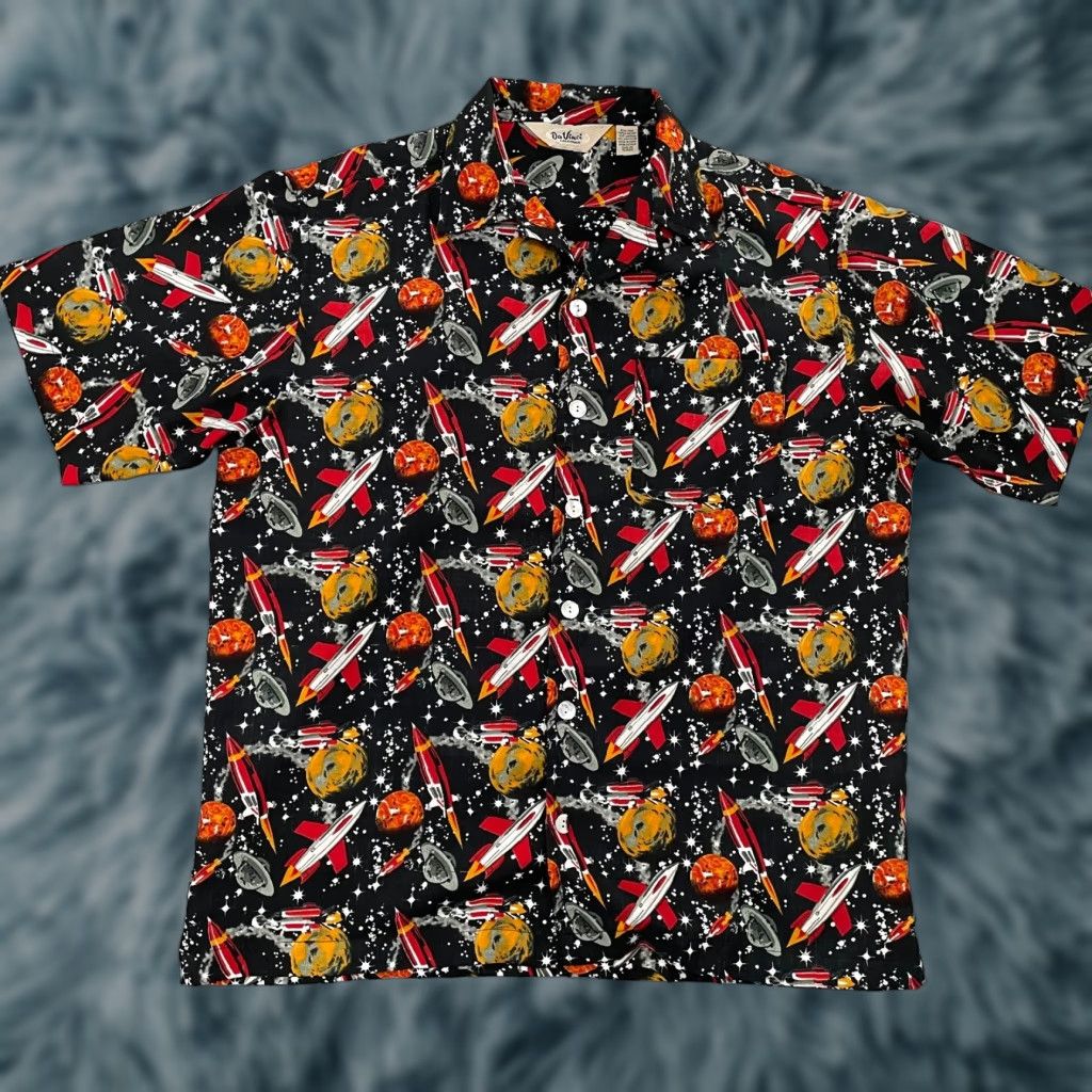 Vintage VINTAGE Da Vinci California Shirt Adult Medium Retro Rocket Outer Space Button M Size US M / EU 48-50 / 2 - 1 Thumbnail