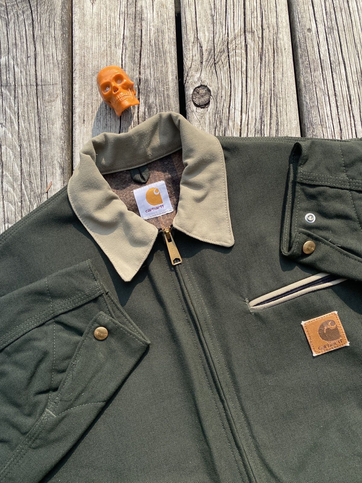 Carhartt × Vintage Carhartt J129 OLV green detroit jacket sz L Size US L / EU 52-54 / 3 - 3 Thumbnail