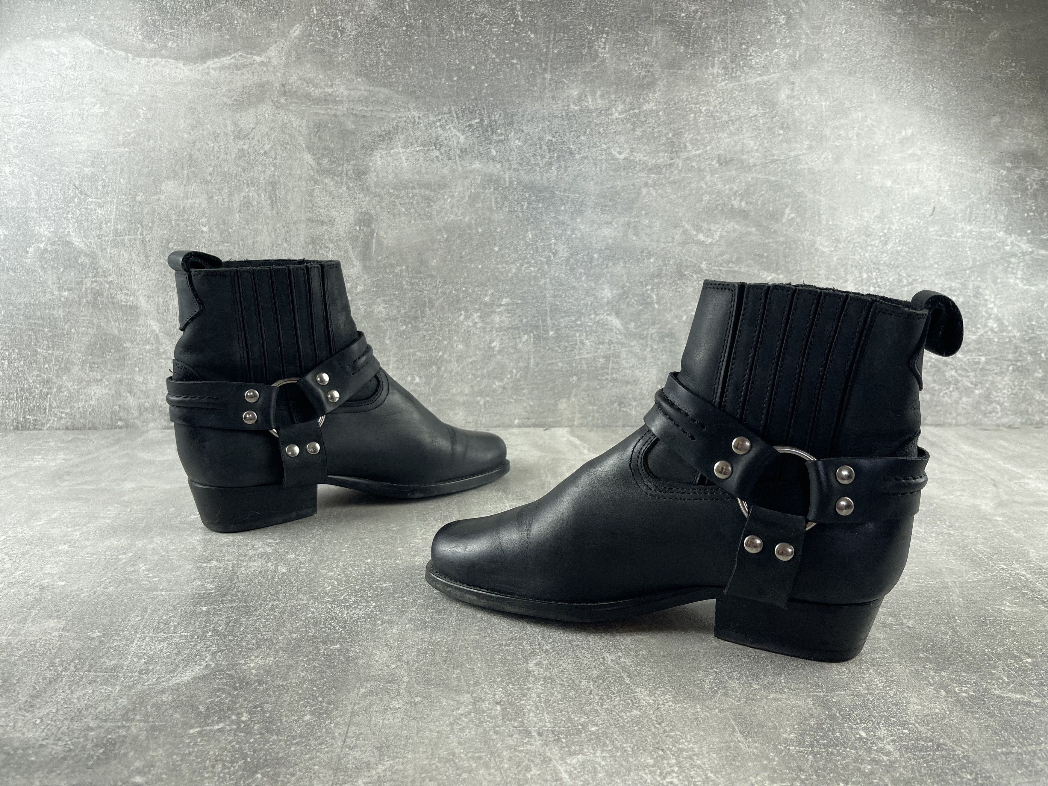 Ma+ Black leather avant garde western cowboy harness boots Size US 7 / IT 37 - 4 Thumbnail