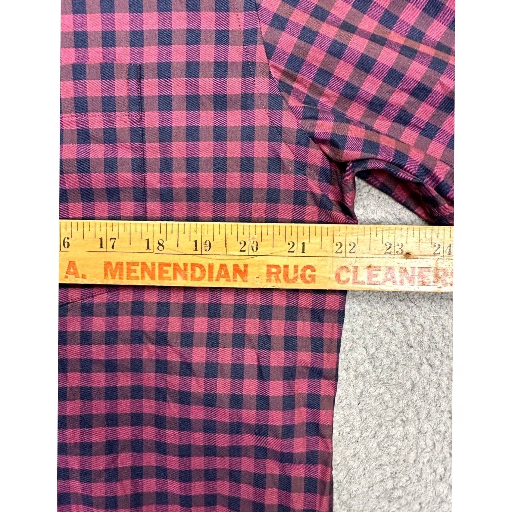 Vintage Park Avenue Shirt Mens Large 42 CM Maroon Gingham Plaid Slim Fit Button Up NEW Size US L / EU 52-54 / 3 - 7 Thumbnail