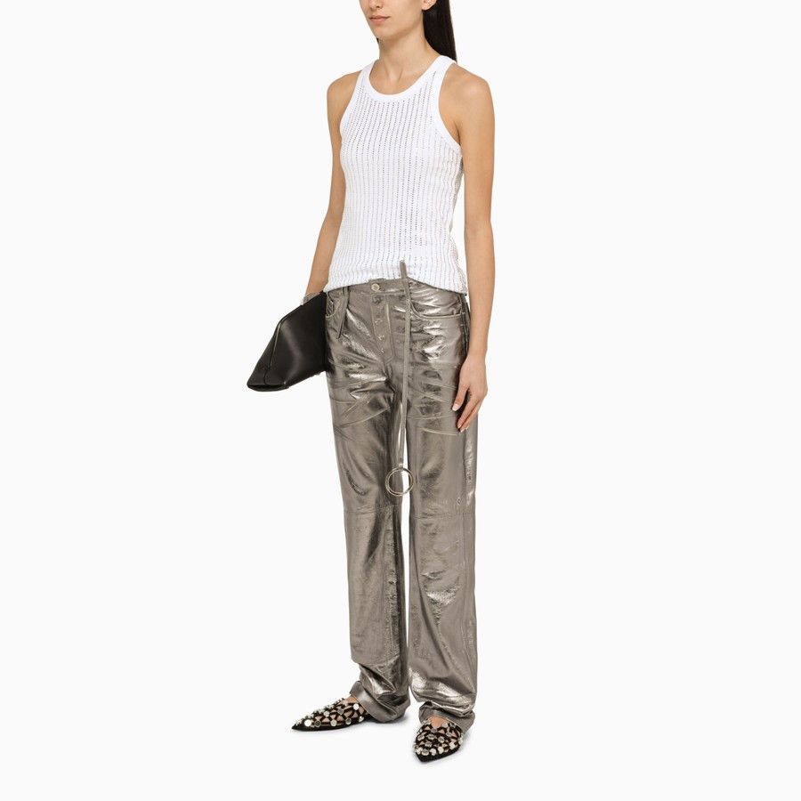 The Attico o1d2blof1024 Leather Trouser in Silver Size 28" / US 6 / IT 42 - 2 Thumbnail