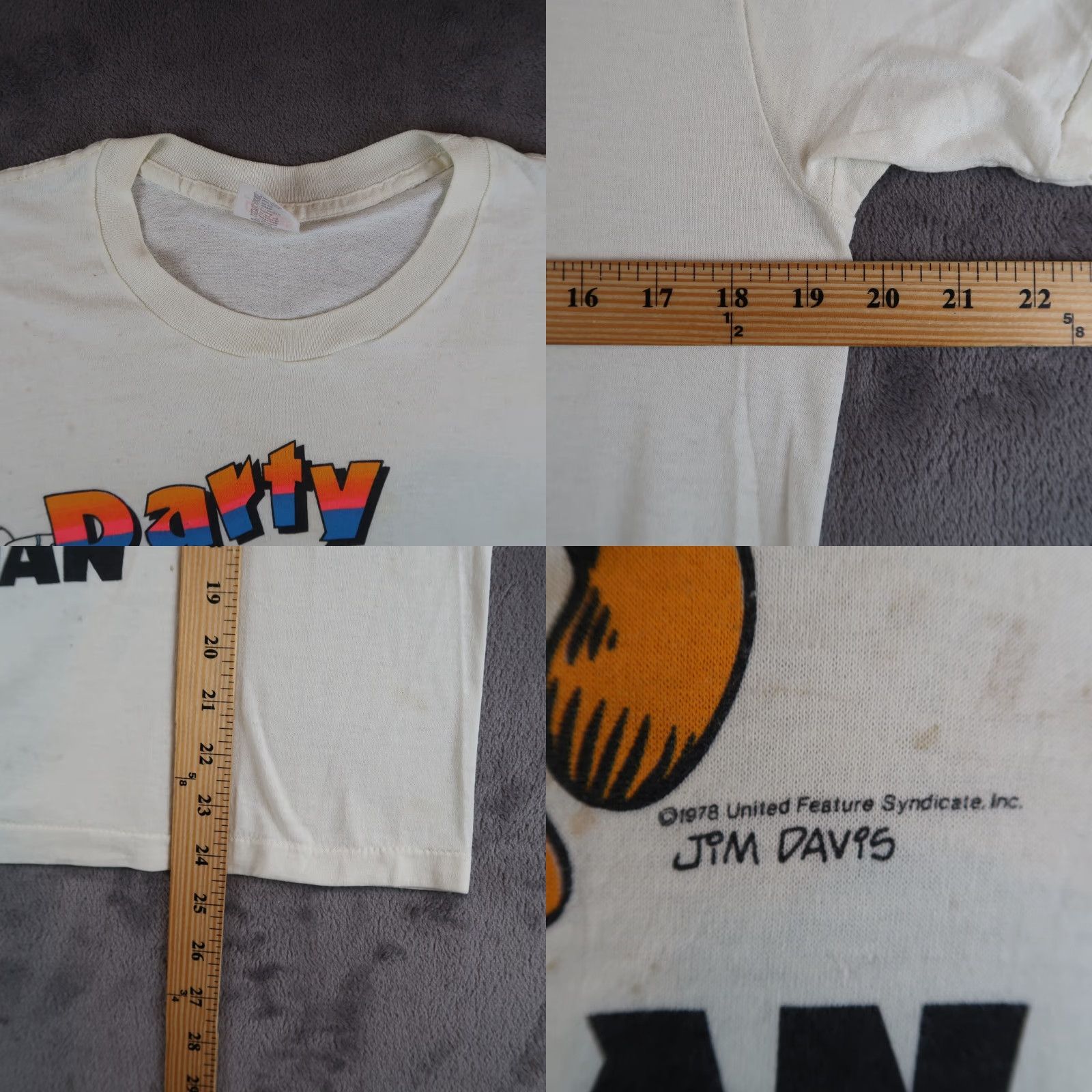 Vintage VINTAGE Garfield T-Shirt 70s 80s Shirt Adult Large White USA Made Graphic Print Mens Size US L / EU 52-54 / 3 - 8 Thumbnail