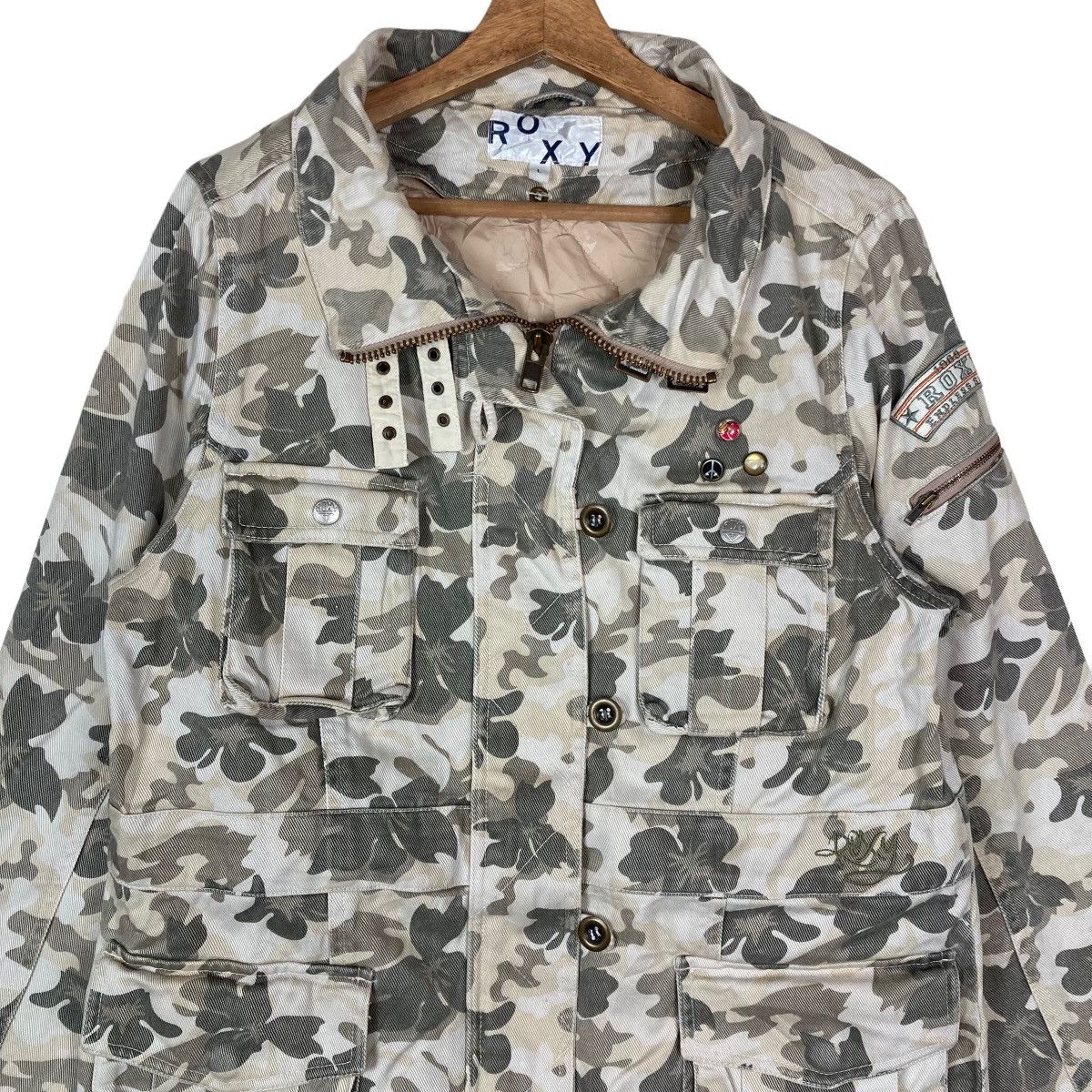 Other Vintage Roxy Surfing Floral Camouflage Pattern Field Jacket Size L / US 10 / IT 46 - 2 Thumbnail