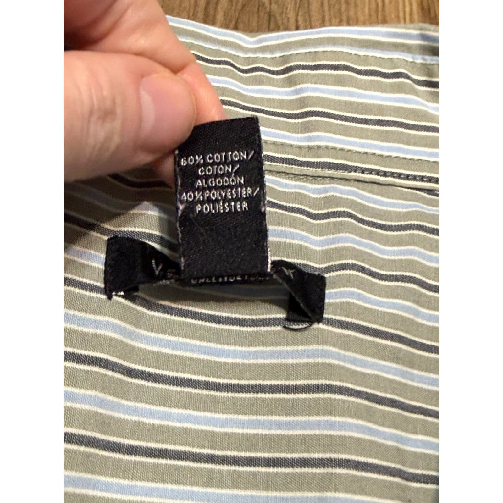 Van Heusen Van Heusen Shirt Mens XL Striped Button Up Blue Green Grey 17-17.5 Size US XL / EU 56 / 4 - 7 Thumbnail
