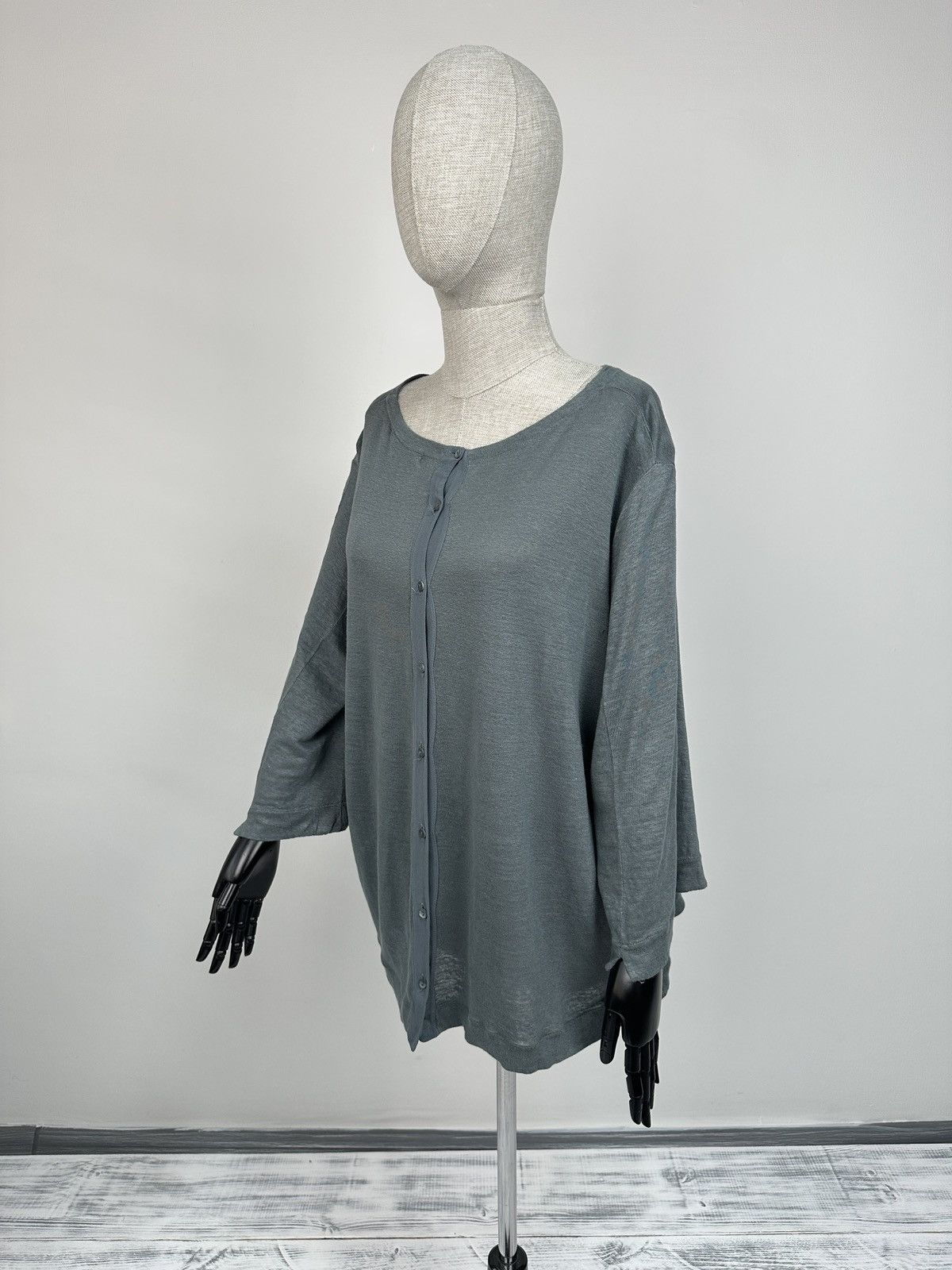 Transit TRANSIT PAR SUCH Linen Blend Gray Cardigan 3/4 Sleeve Top Size XL / US 12-14 / IT 48-50 - 3 Thumbnail