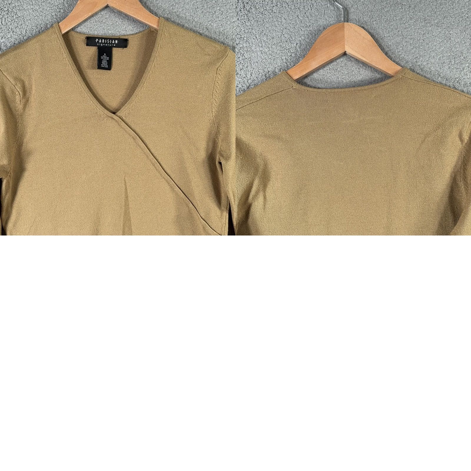 Vintage VINTAGE PARISIAN Signature Sweater Womens Small Brown Faux Wrap Long Sleeve V-Neck Fur Trim Cuffs Knit Wrap Top Size S / US 4 / IT 40 - 9 Thumbnail
