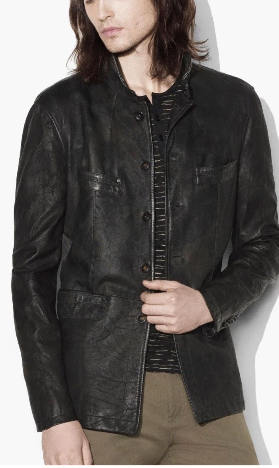 John Varvatos Vintage inspired Leather Jacket EU 46 USA 36. Size US S / EU 44-46 / 1 - 2 Thumbnail