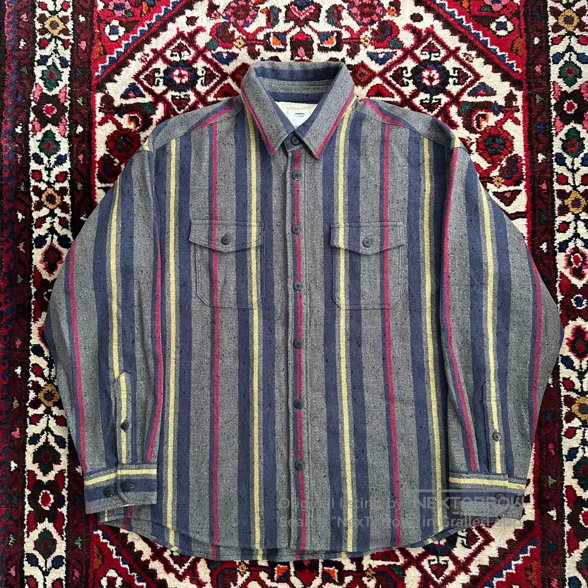 visvim lumber long sleeve striped shirt.