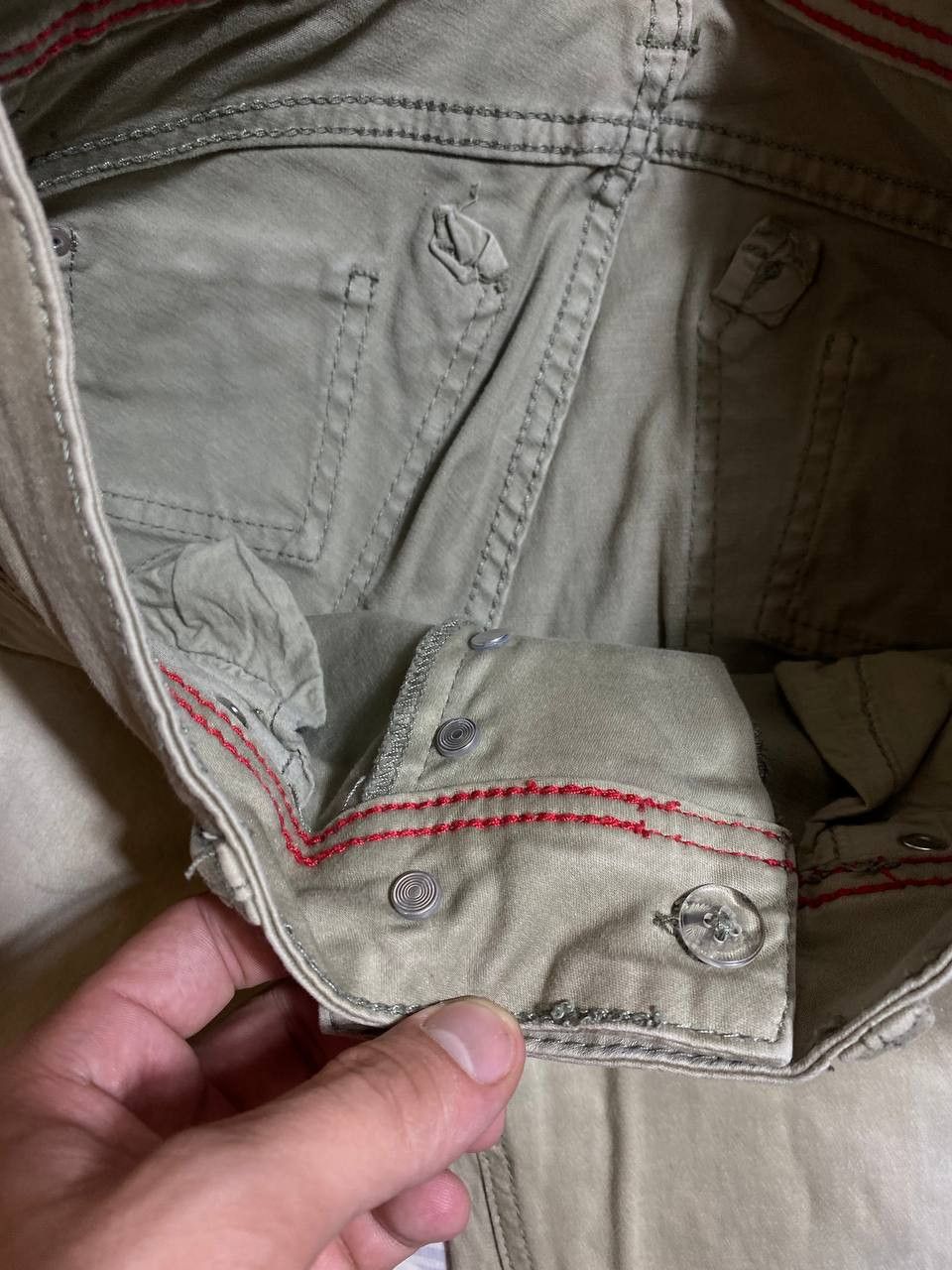 Vintage Distressed Dirty Patchwork Flared Denim Jeans Crush Faded Size US 34 / EU 50 - 13 Thumbnail