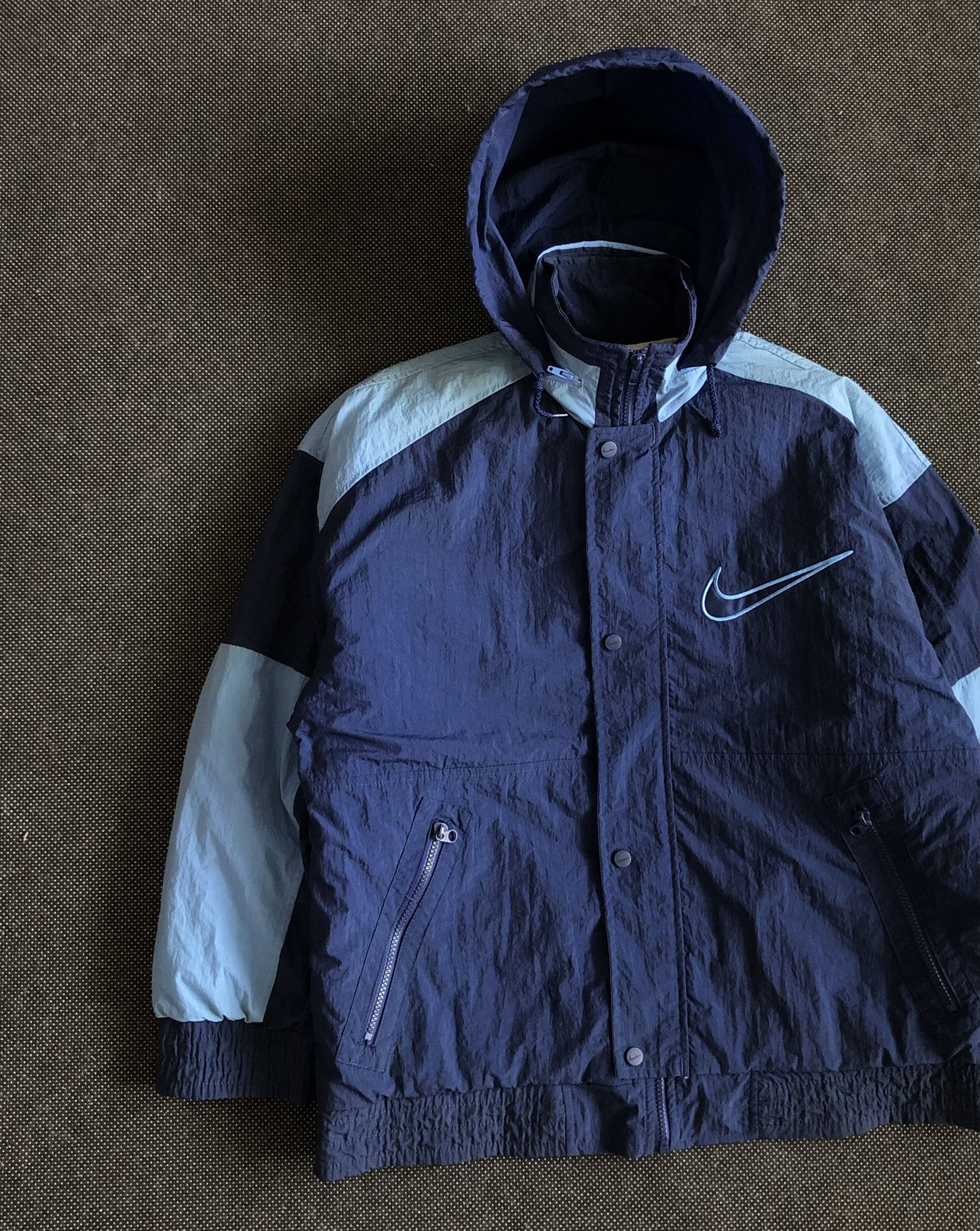 Nike × Vintage RARE🔥90’S NIKE BASKETBALL OVERSIZED HOODED JACKET Size US L / EU 52-54 / 3 - 4 Thumbnail