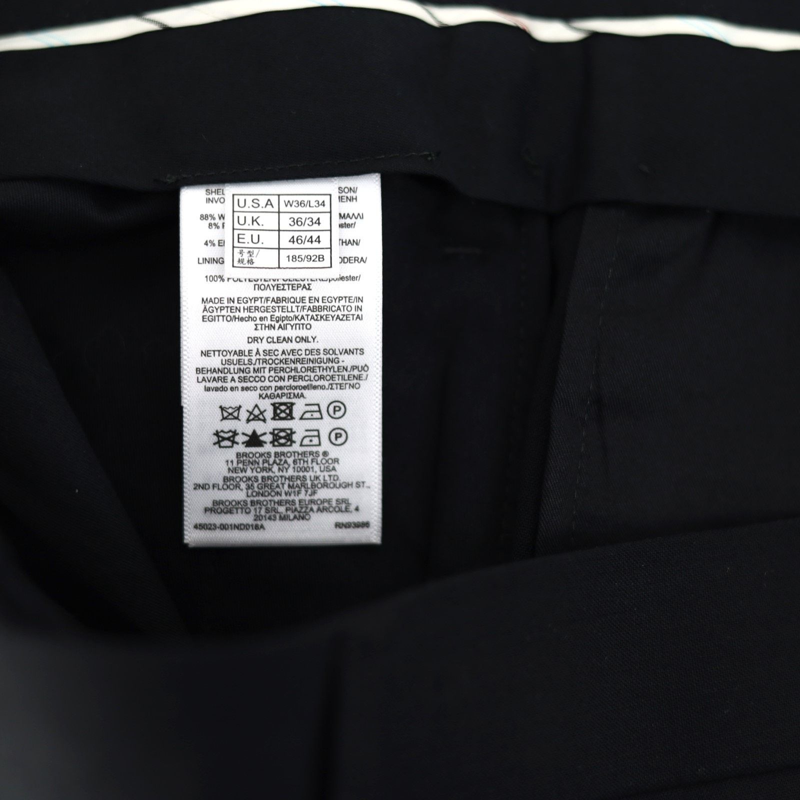 Brooks Brothers Men's Black Wool Suit Pants Size W36 L34