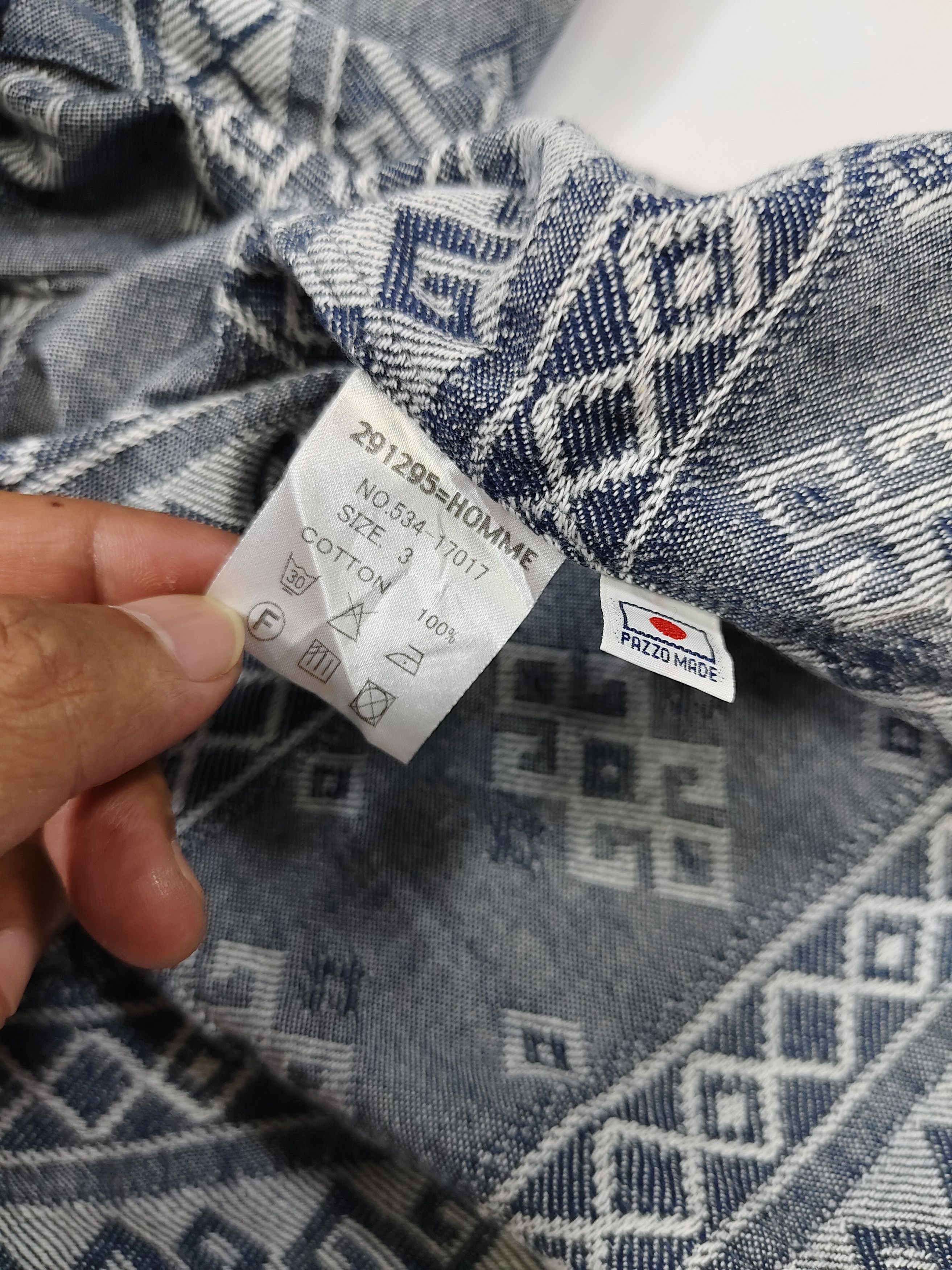 291295=Homme 291295 Homme 🇯🇵 Geometric Tribal Jacquard Work Shirt Size US M / EU 48-50 / 2 - 7 Thumbnail