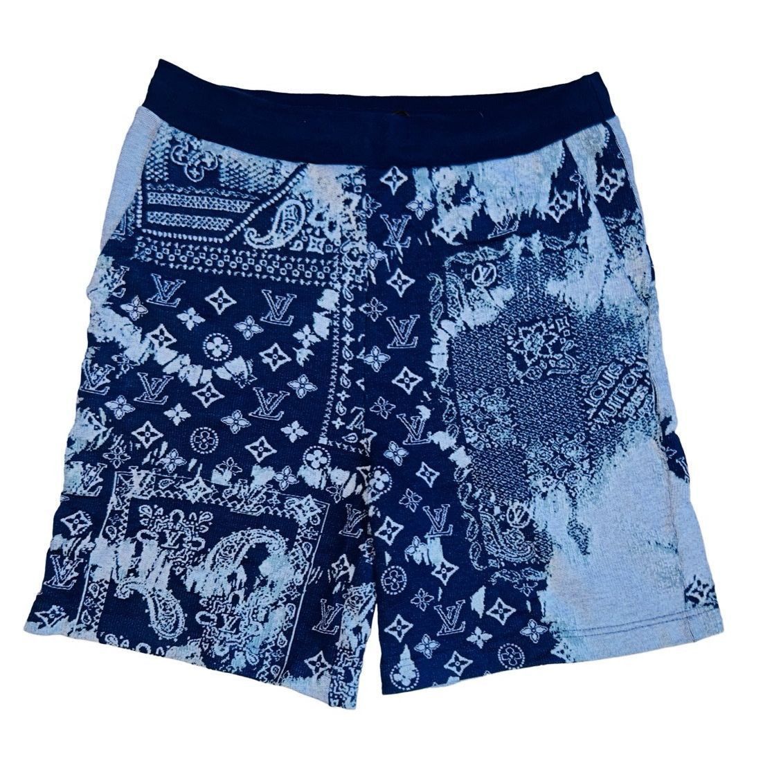 image of Louis Vuitton Monogram Bandana Shorts Blue Size M, Men's